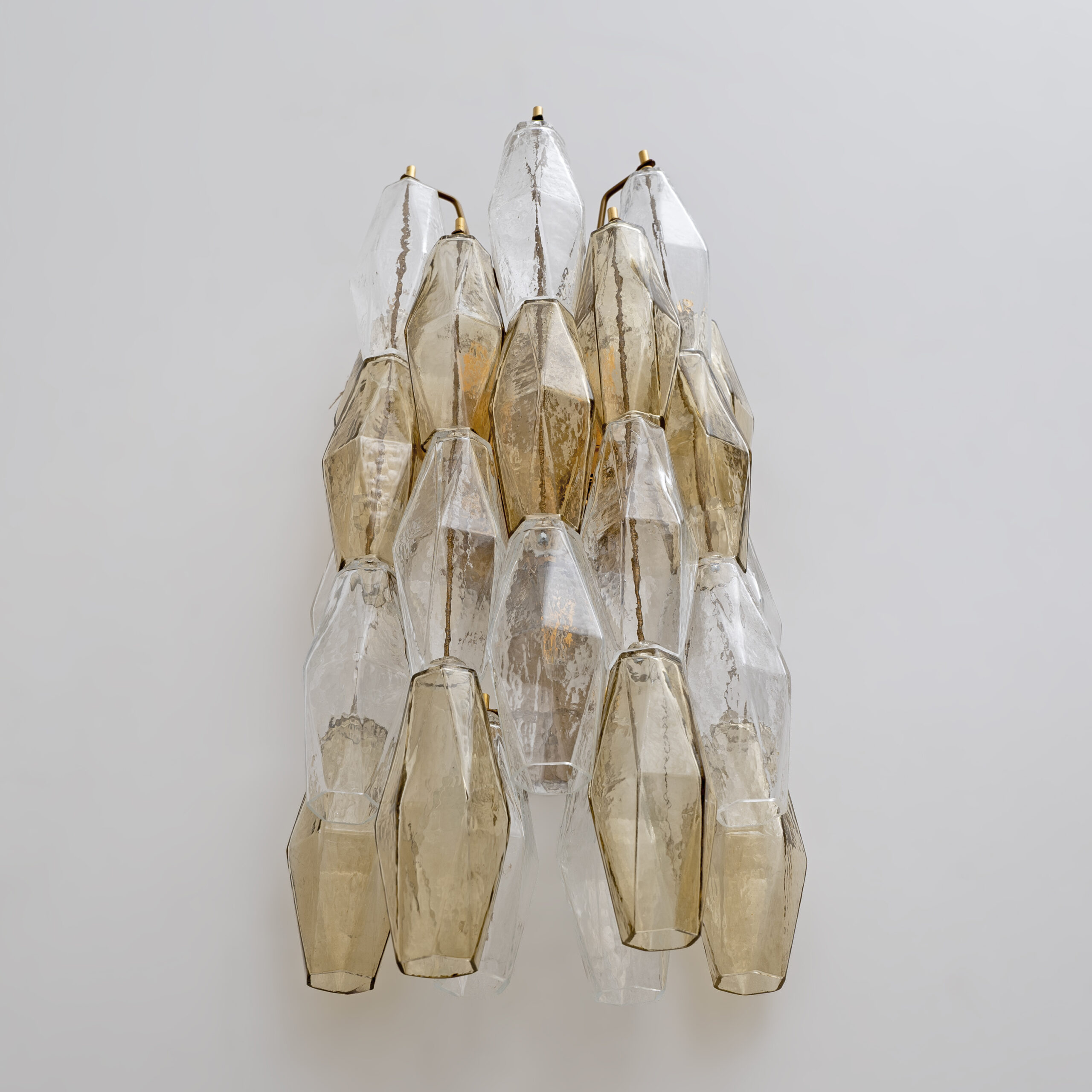 Pair of Murano Glass Poliedri Sconces in Amber and Clear - Image 6