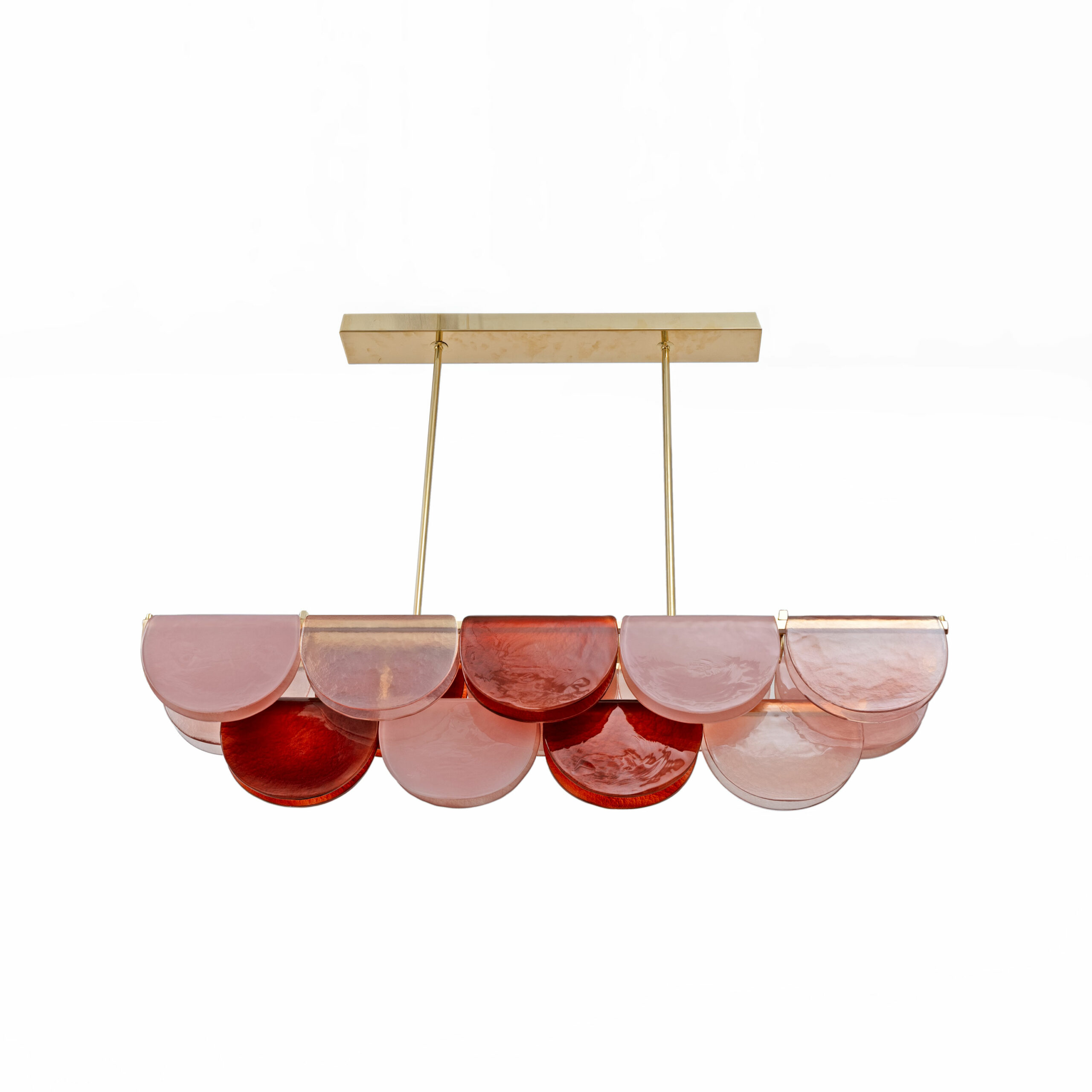 Italian Murano Glass and Brass Modular Linear Chandelier