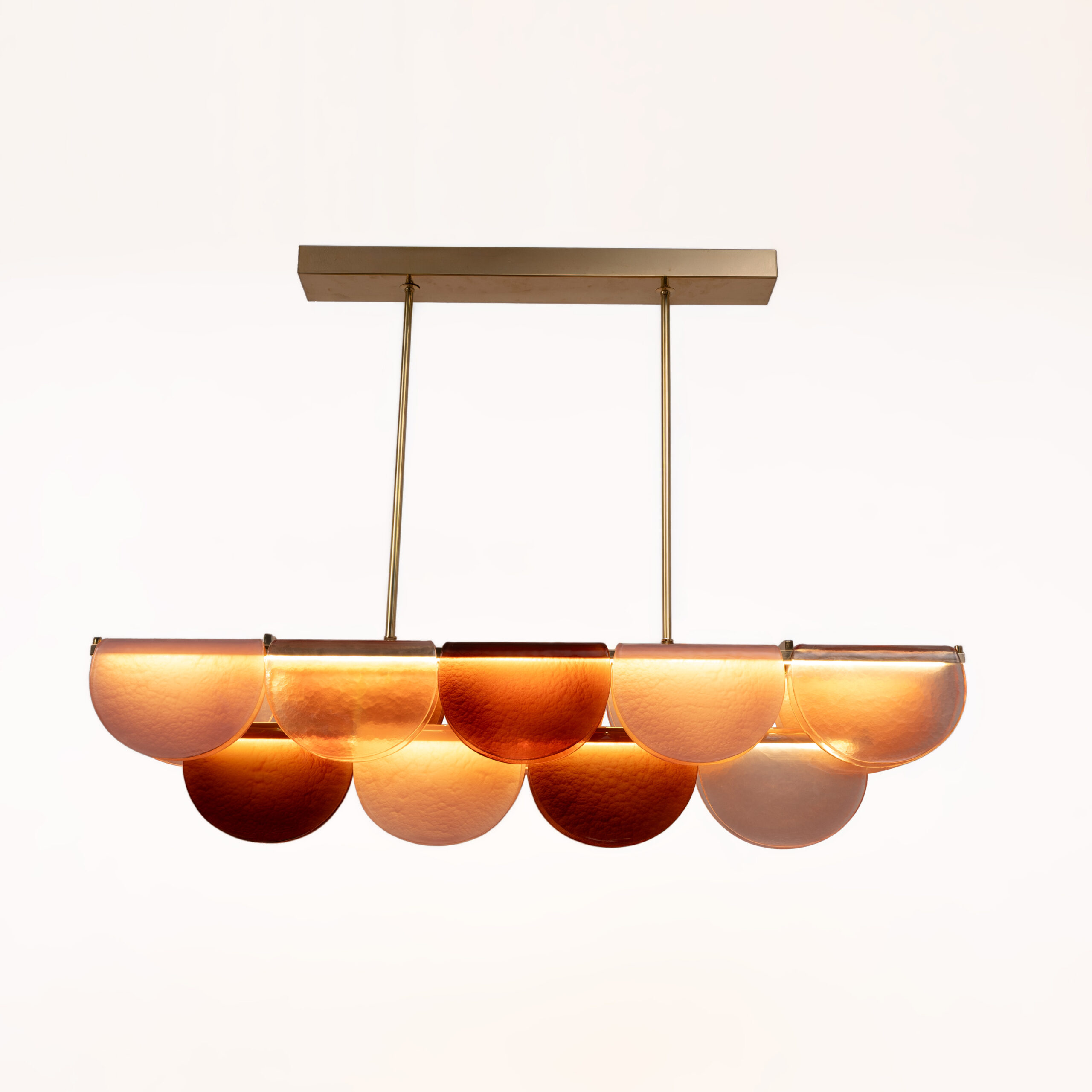 Italian Murano Glass and Brass Modular Linear Chandelier - Image 3