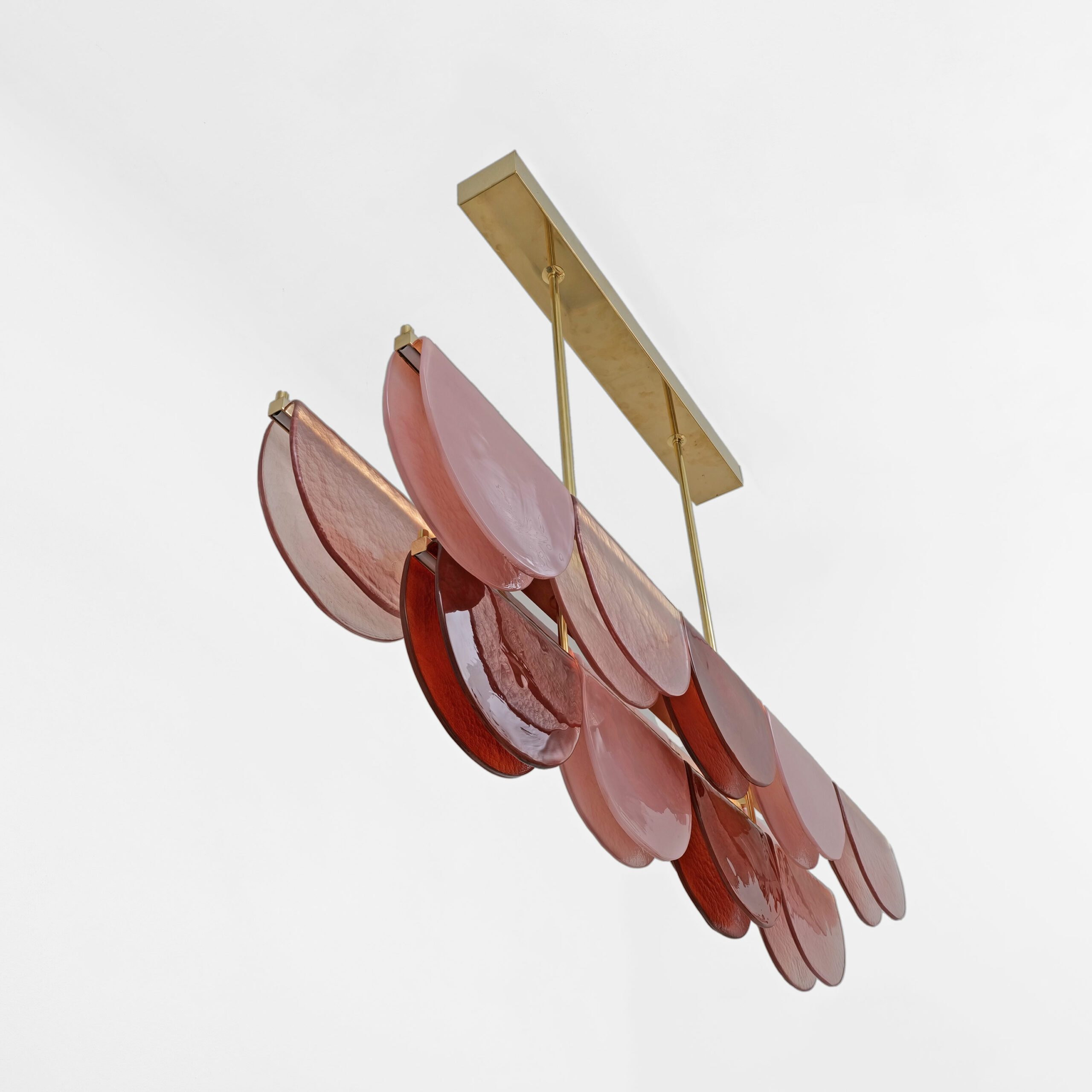 Italian Murano Glass and Brass Modular Linear Chandelier - Image 7