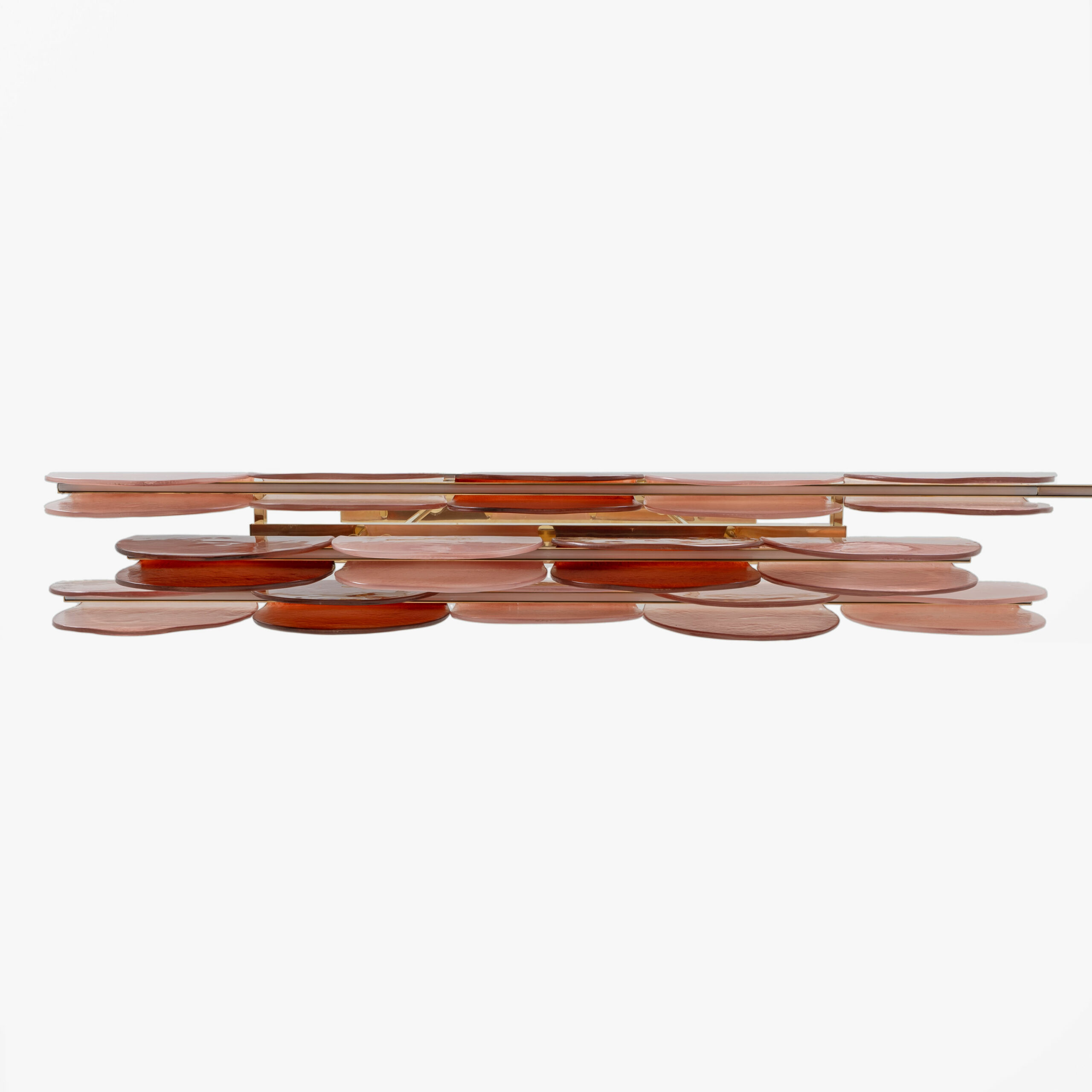 Italian Murano Glass and Brass Modular Linear Chandelier - Image 8