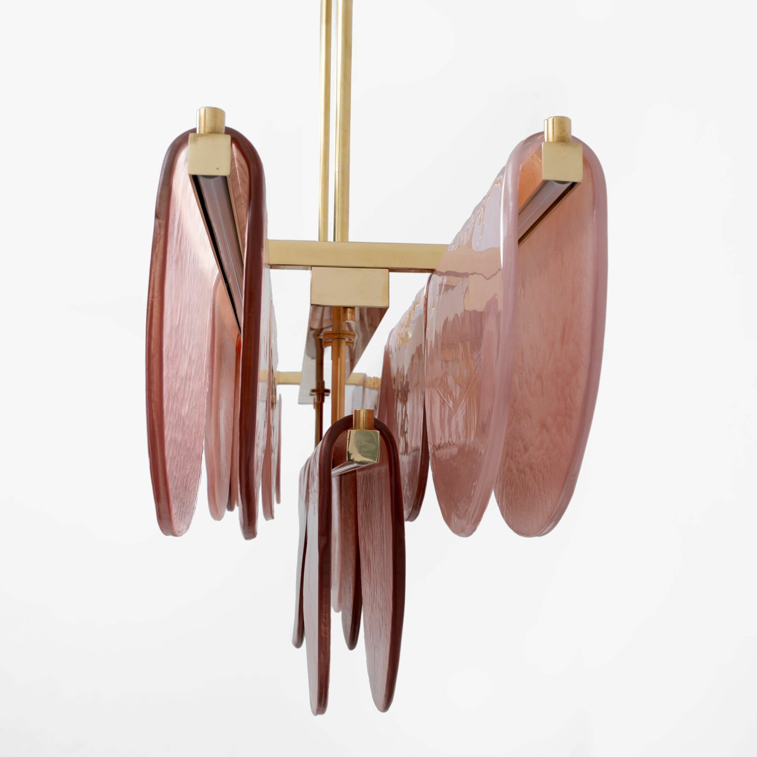 Italian Murano Glass and Brass Modular Linear Chandelier - Image 6