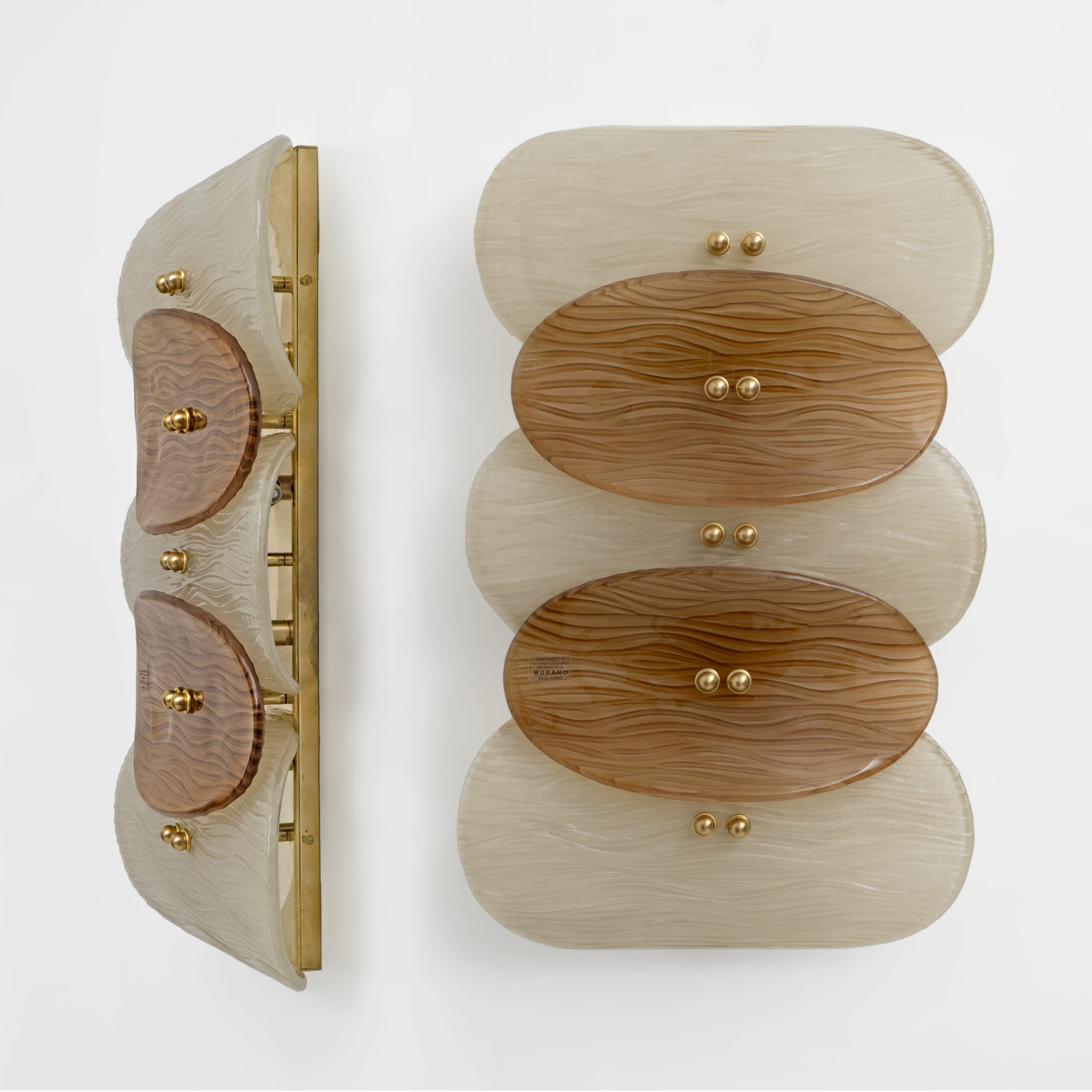 Pair of Murano Glass and Brass Wall Sconces - Image 3