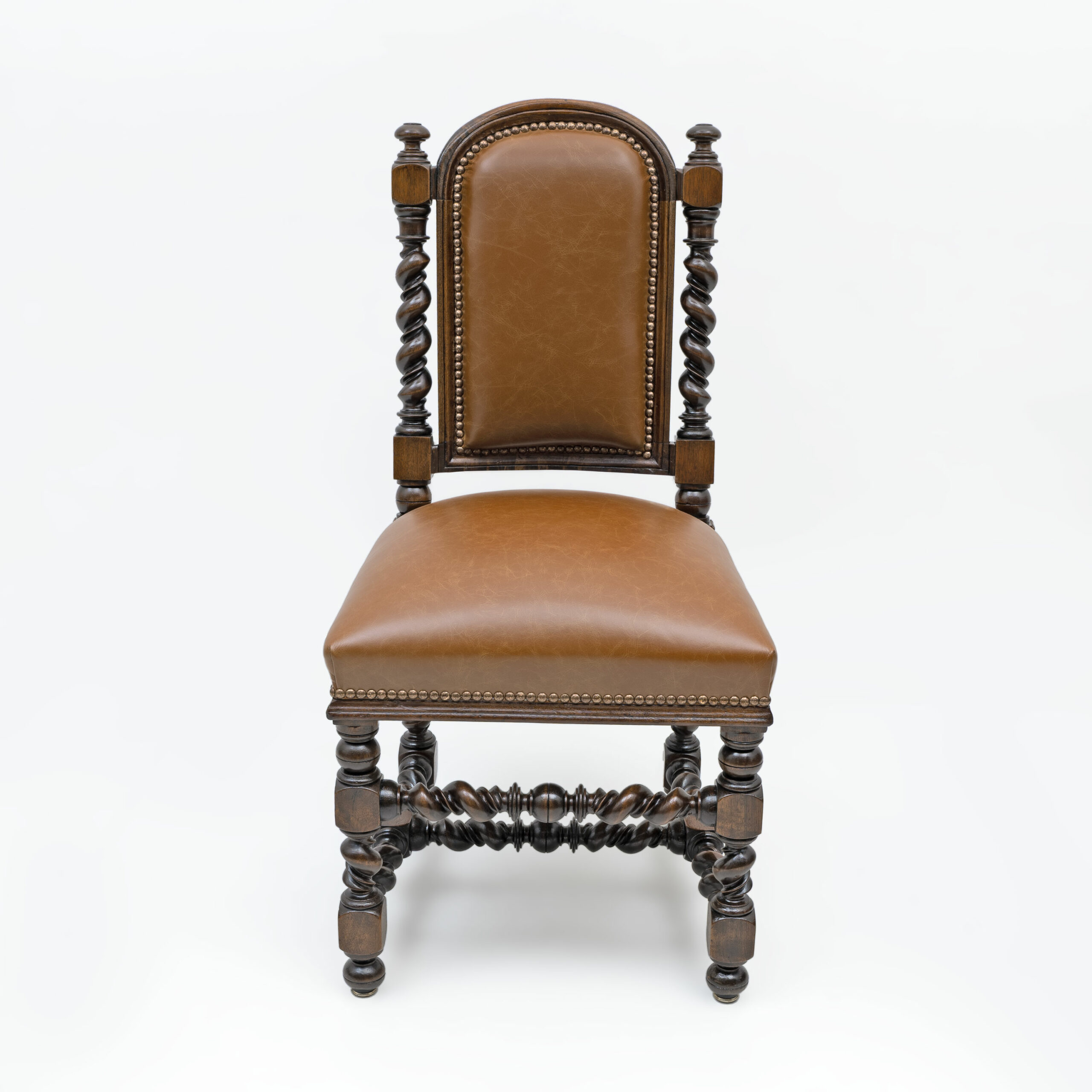 Six of Neo-Renaissance Walnut Dining Chairs in Genuine Leather. - Image 13