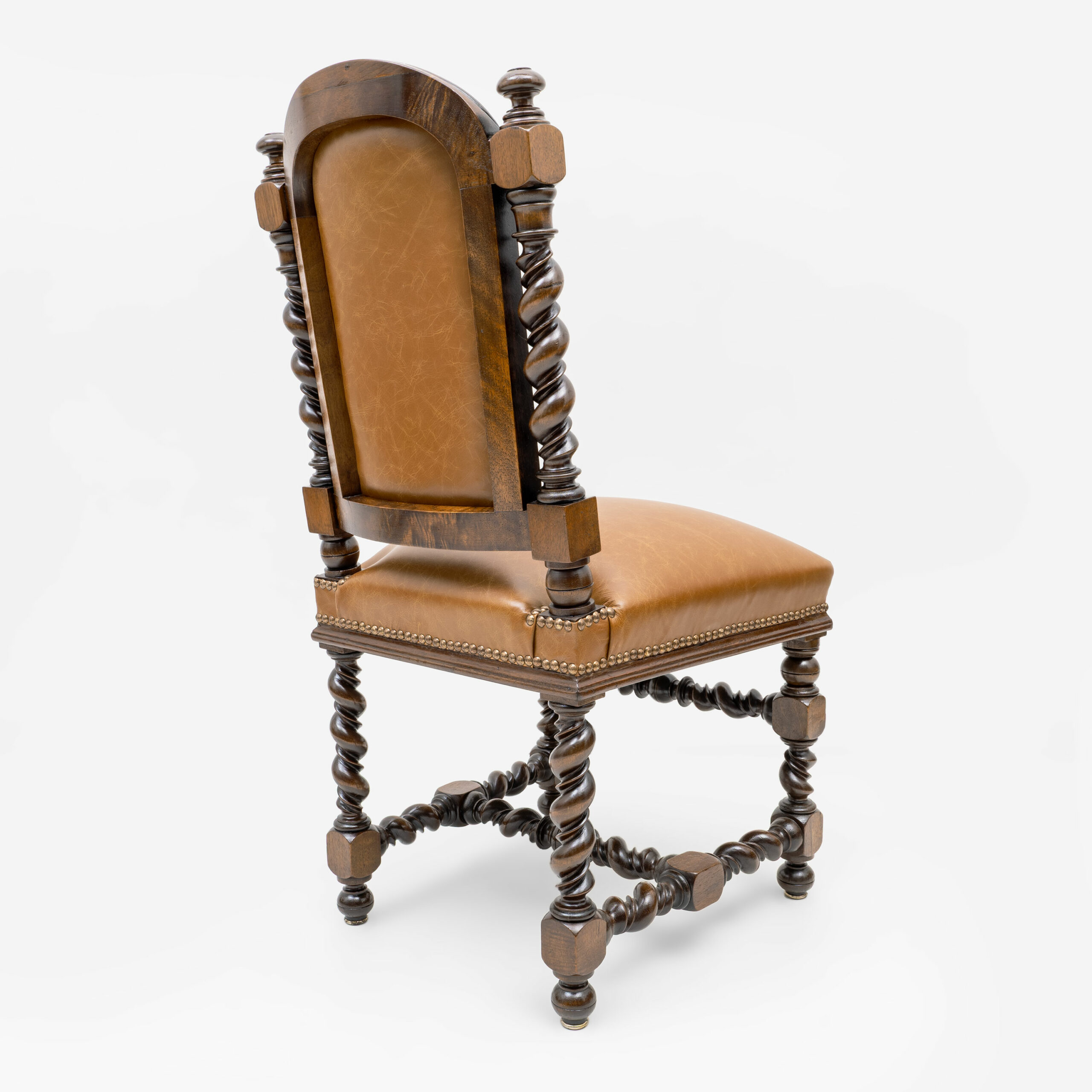 Six of Neo-Renaissance Walnut Dining Chairs in Genuine Leather. - Image 11