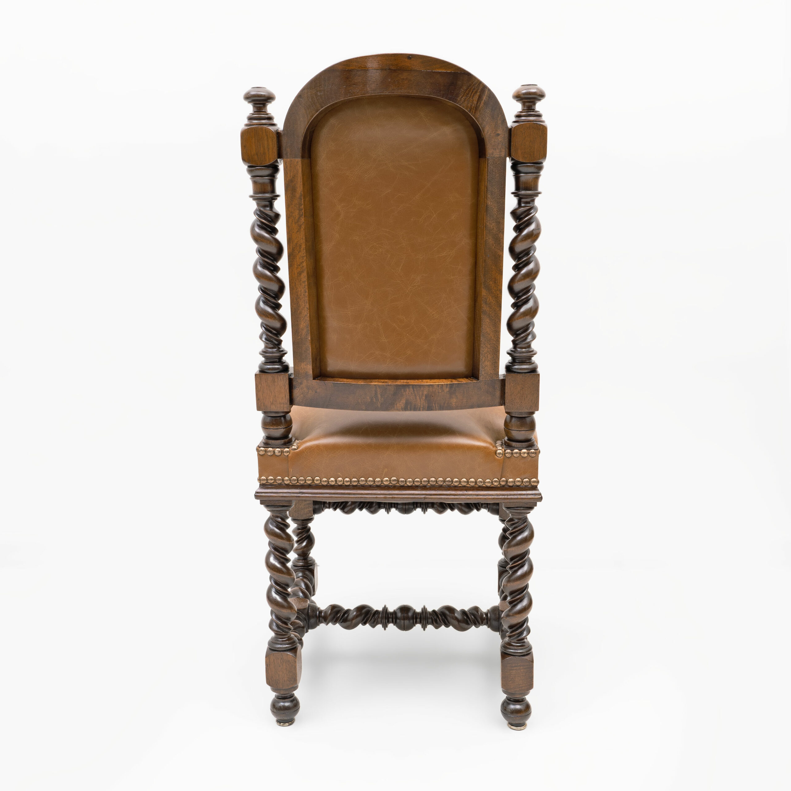 Six of Neo-Renaissance Walnut Dining Chairs in Genuine Leather. - Image 9