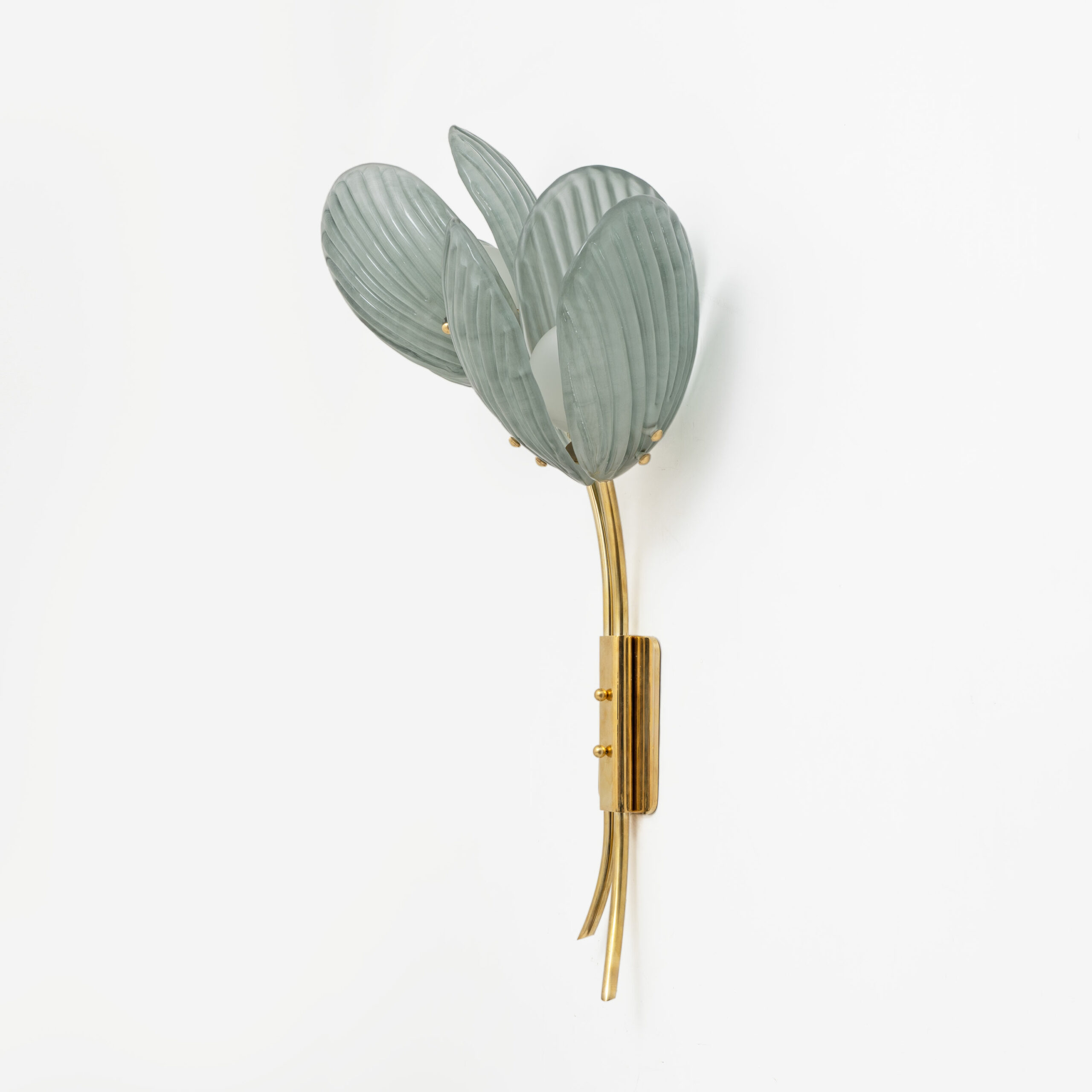 Pair of Tulips Murano Glass and Brass Sconces - Image 5