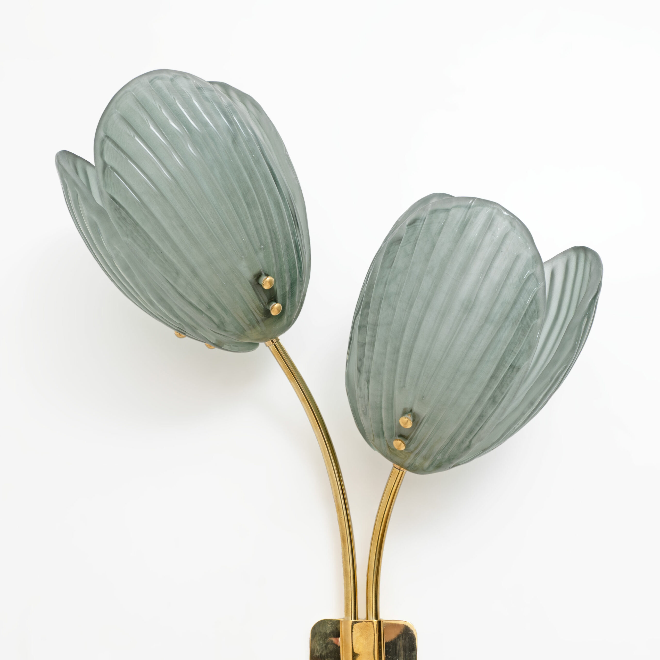 Pair of Tulips Murano Glass and Brass Sconces - Image 6