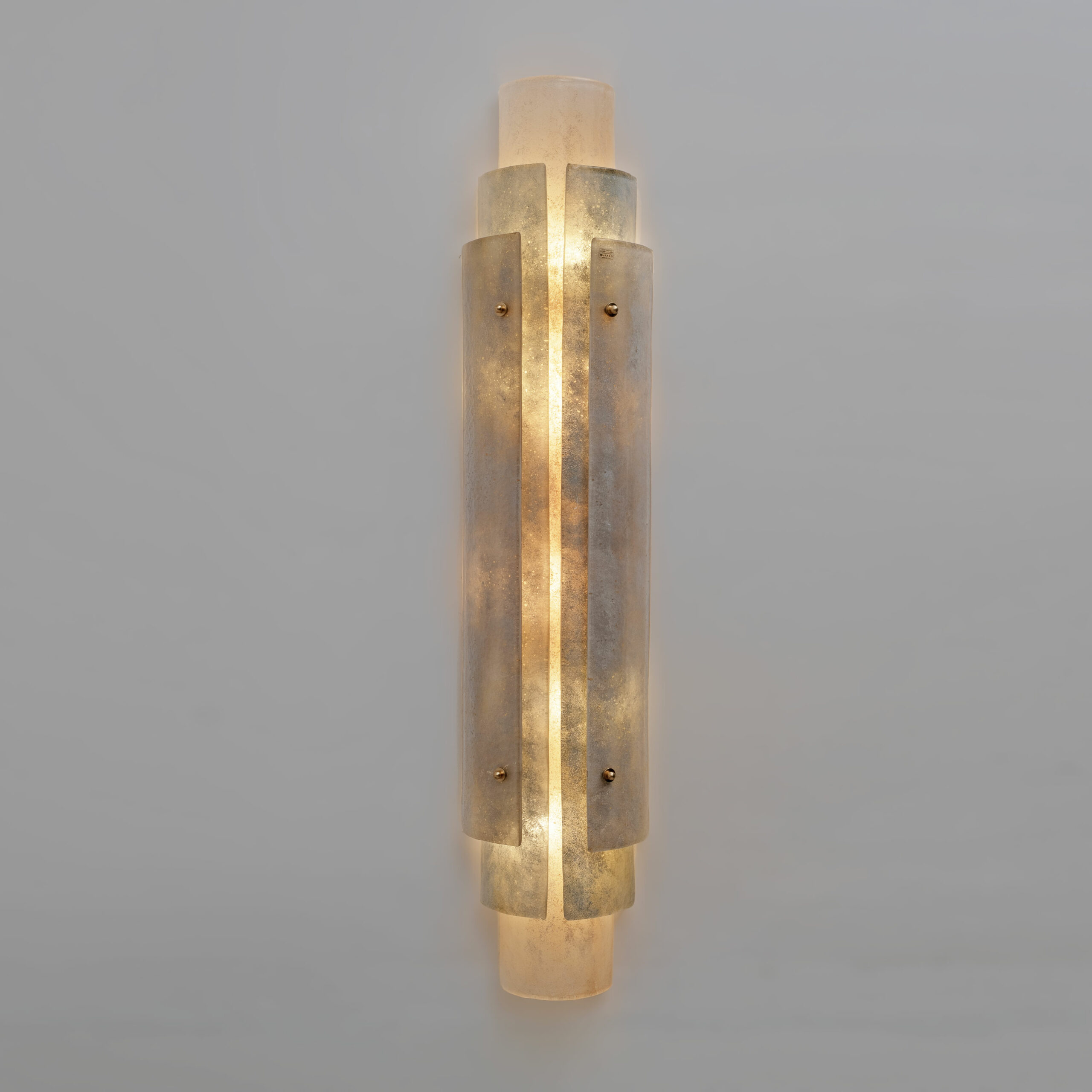 Pair of Murano Scavo Glass Wall Lamps with Brass Details - Image 4