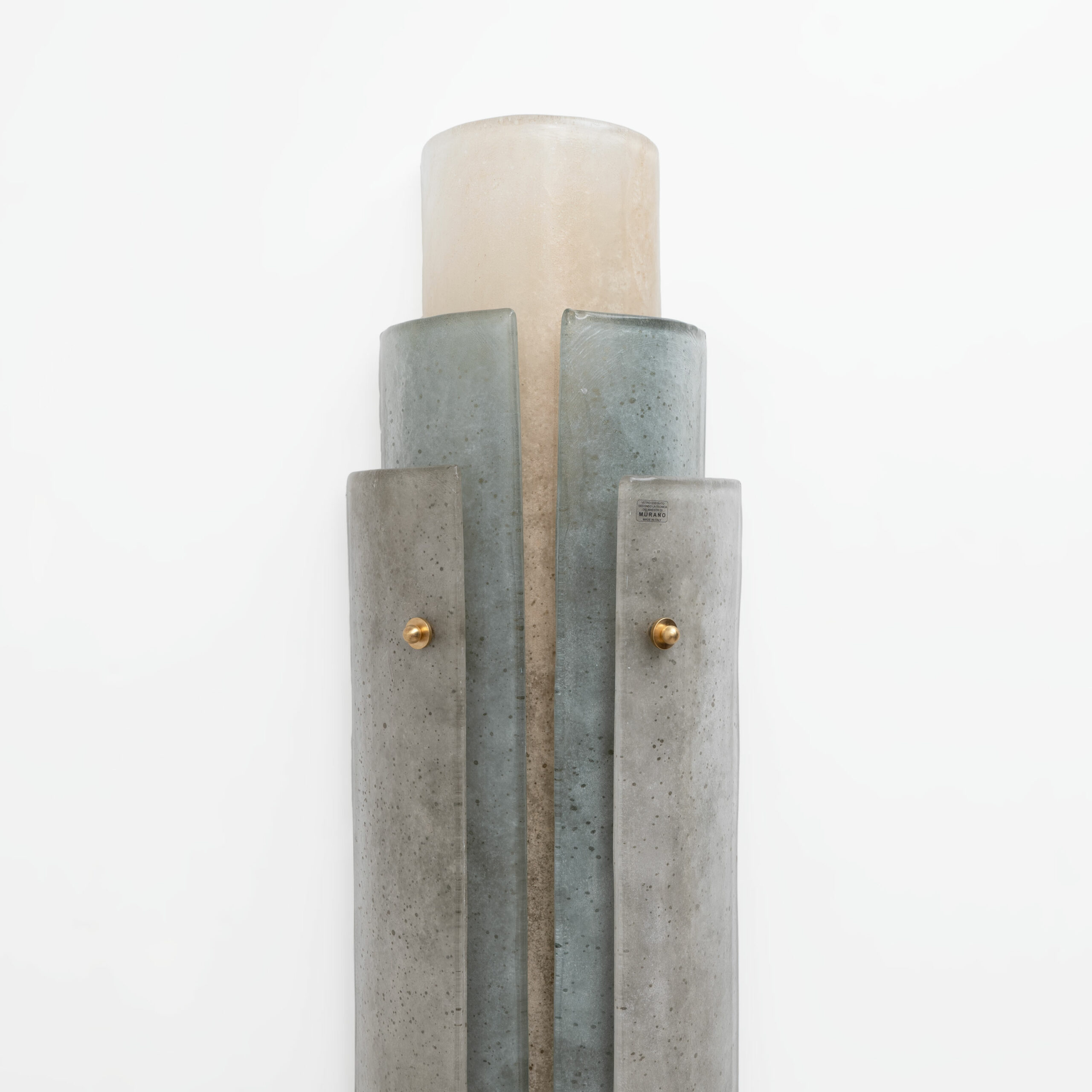 Pair of Murano Scavo Glass Wall Lamps with Brass Details - Image 5