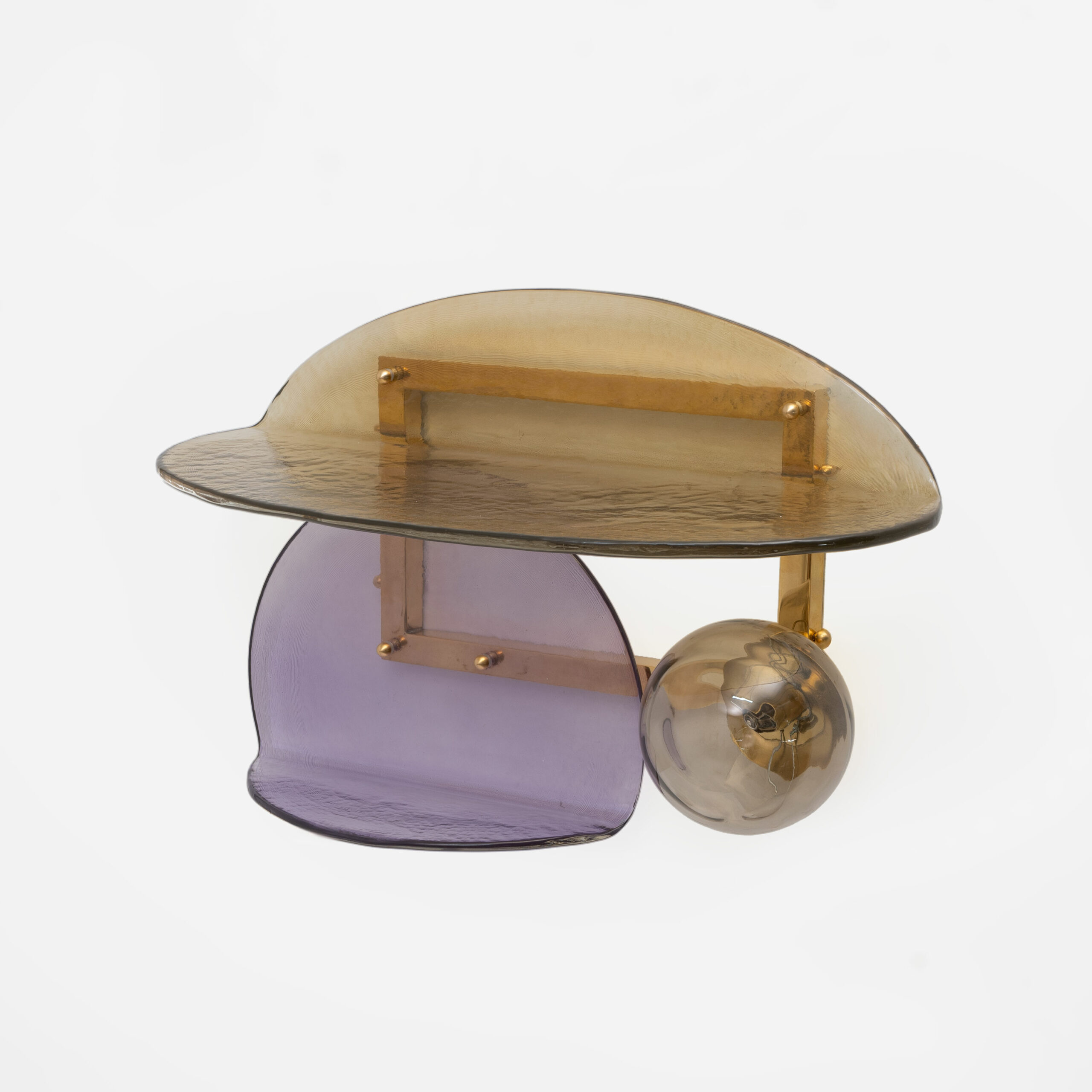 Pair of Sculptural Murano Glass and Brass Wall Sconces, Italy - Image 7