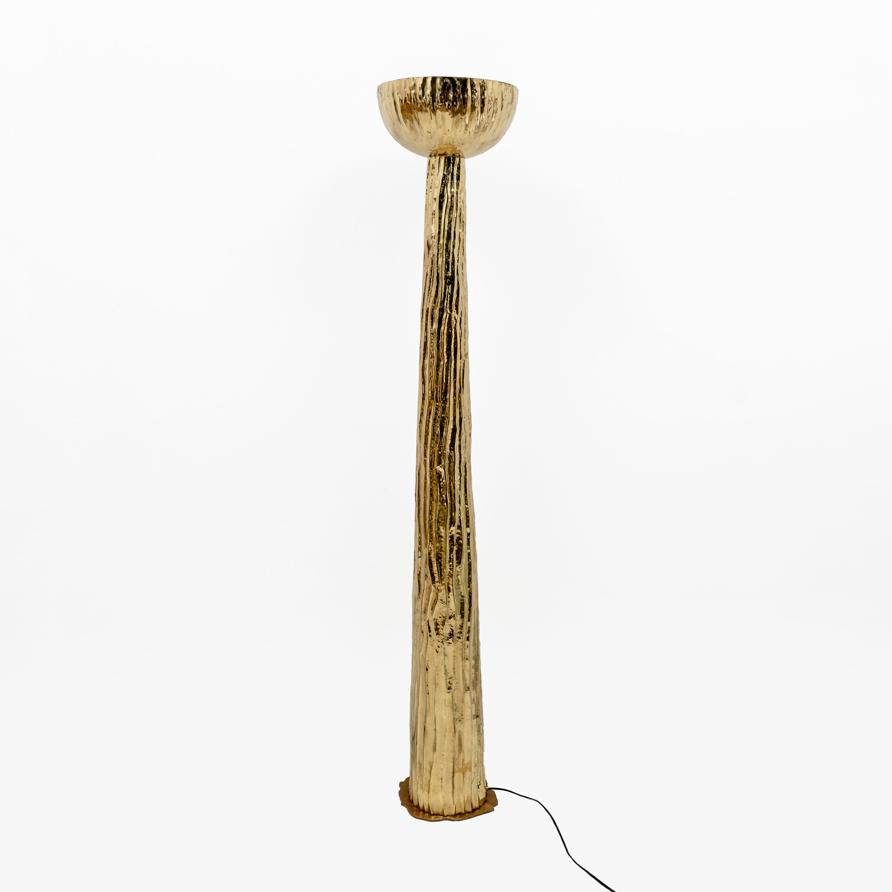 Hammered Brass Floor Lamp Torchère Style, Italy
