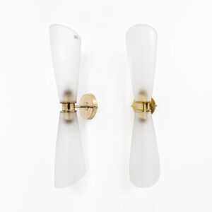 Pair of Satin Frosted Murano Glass Wall Sconces