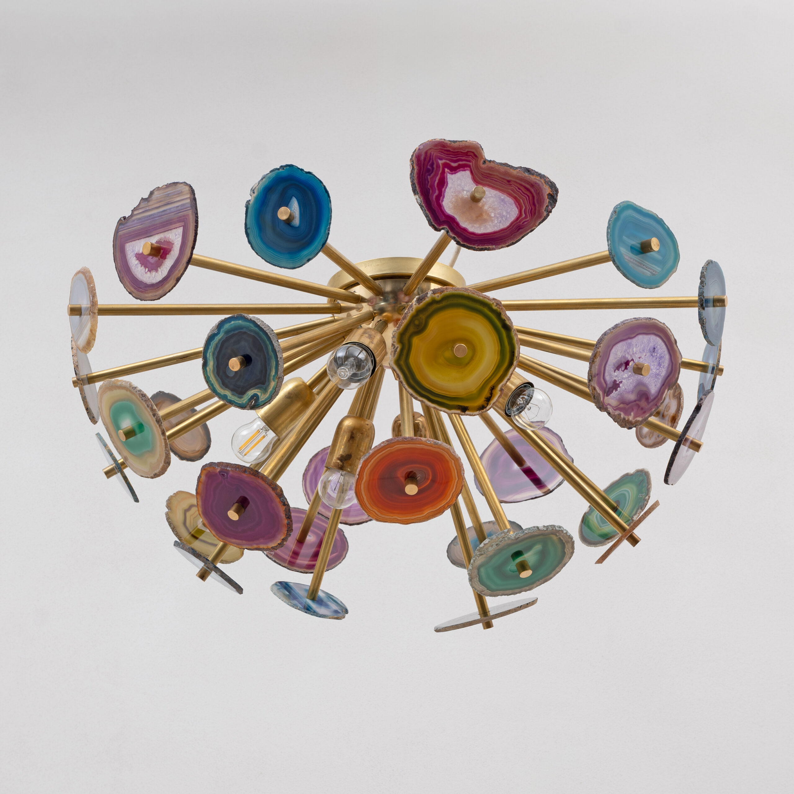 Italian-designed "Sputnik" Ceiling Lamp with Agate Stone - Image 3