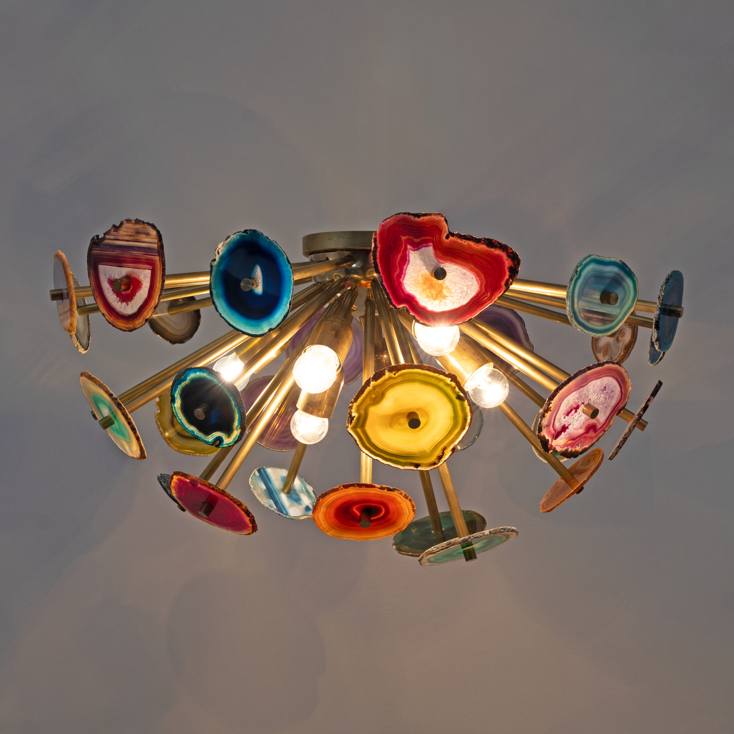 Italian-designed "Sputnik" Ceiling Lamp with Agate Stone - Image 4