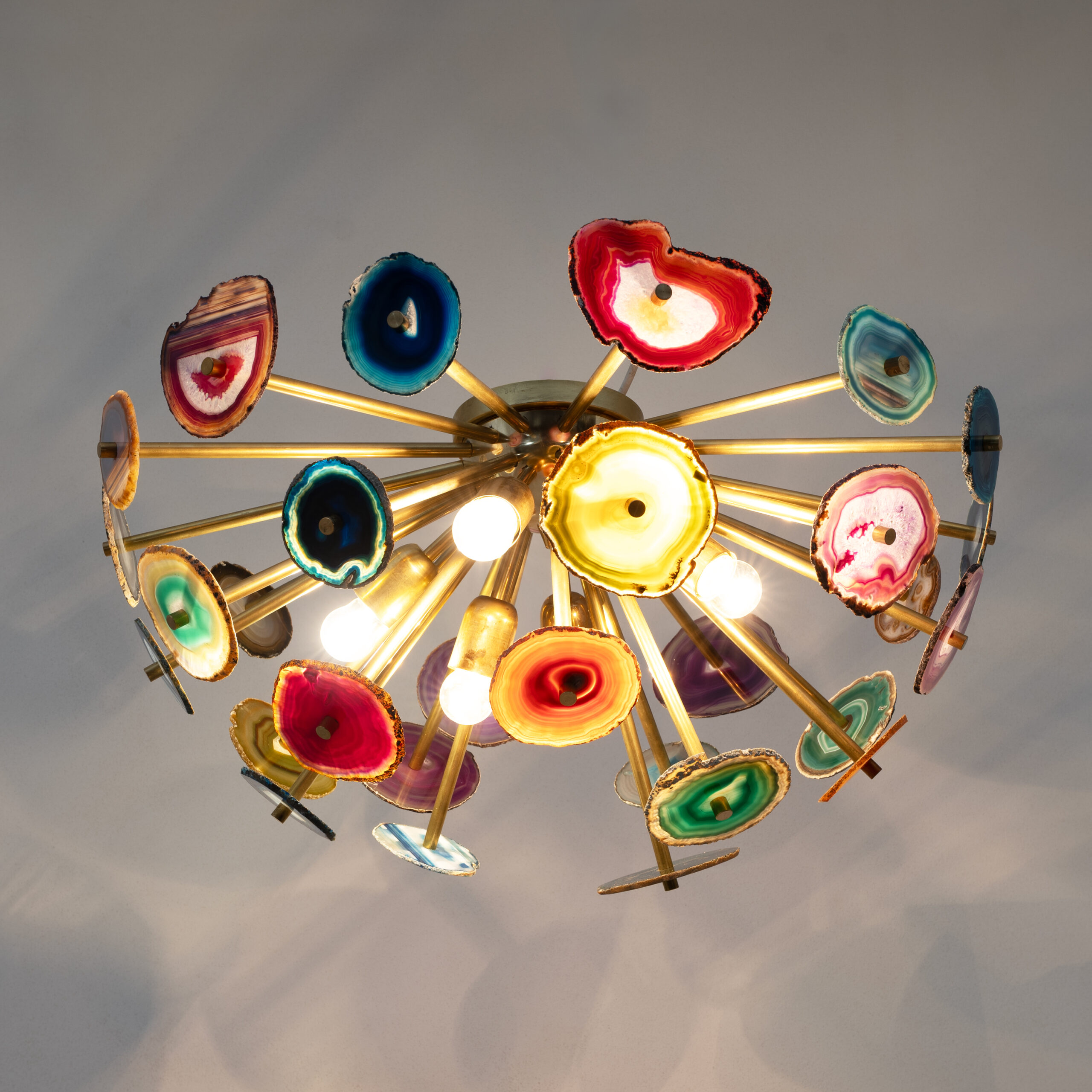 Italian-designed "Sputnik" Ceiling Lamp with Agate Stone - Image 6