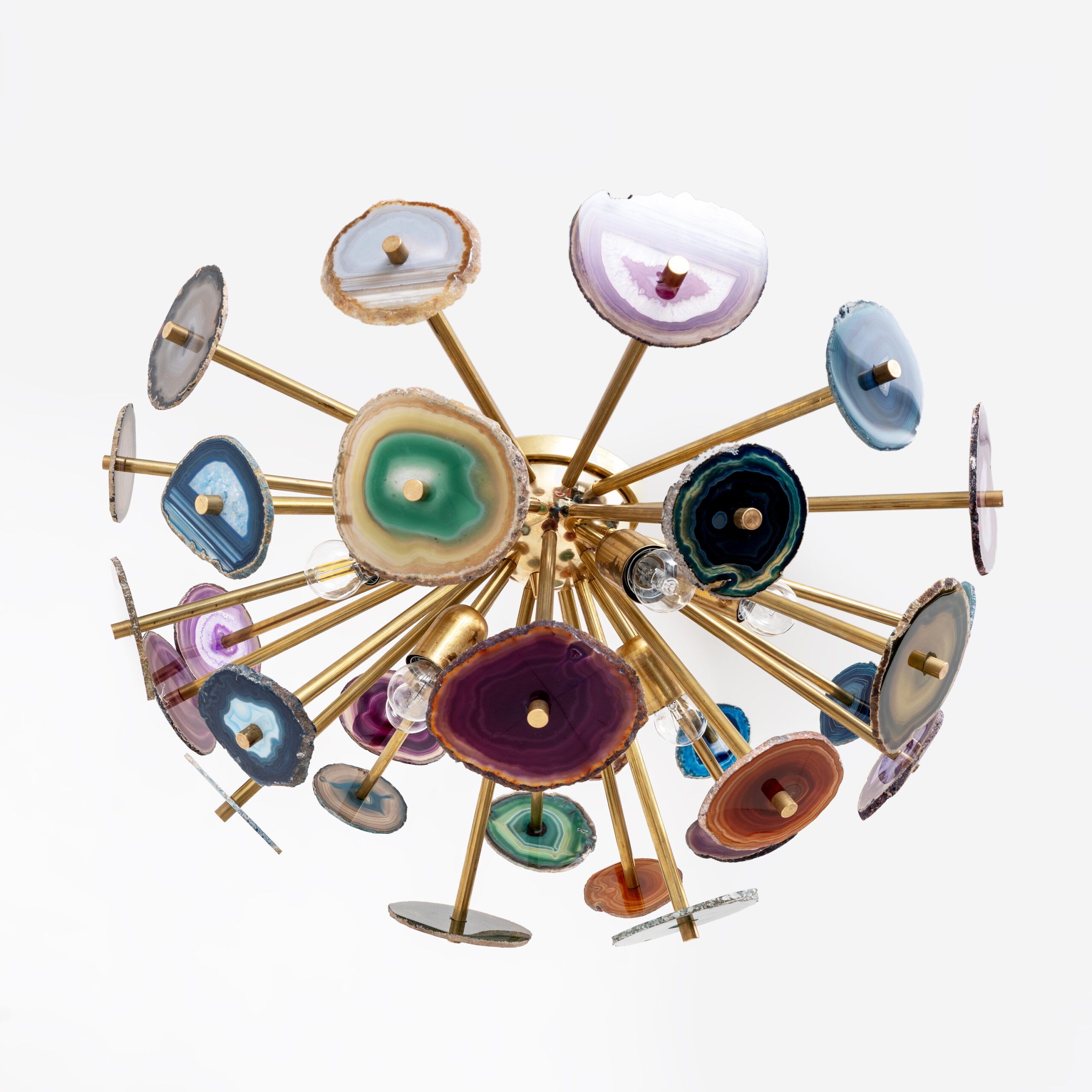 Italian-designed "Sputnik" Ceiling Lamp with Agate Stone - Image 7