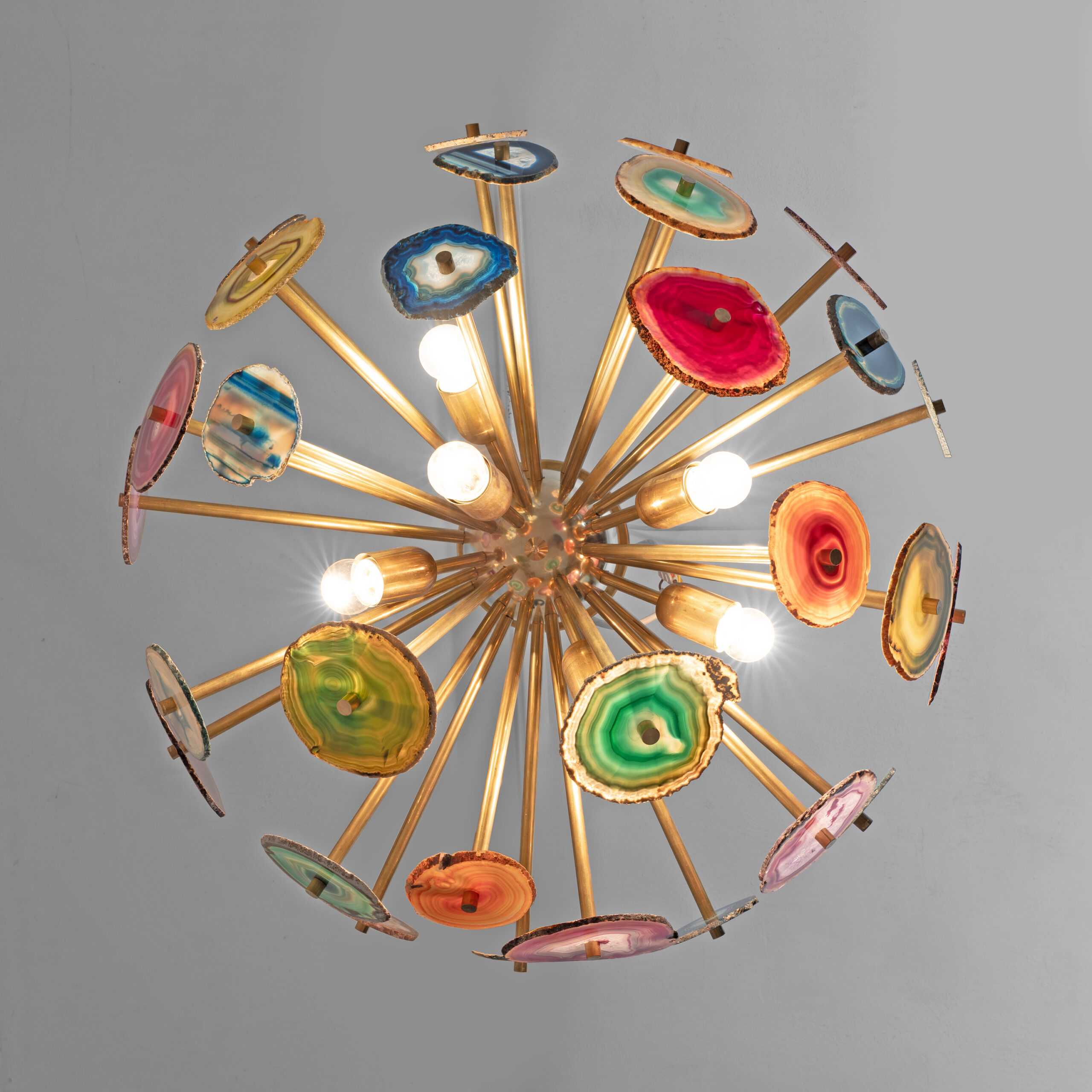 Italian-designed "Sputnik" Ceiling Lamp with Agate Stone - Image 10