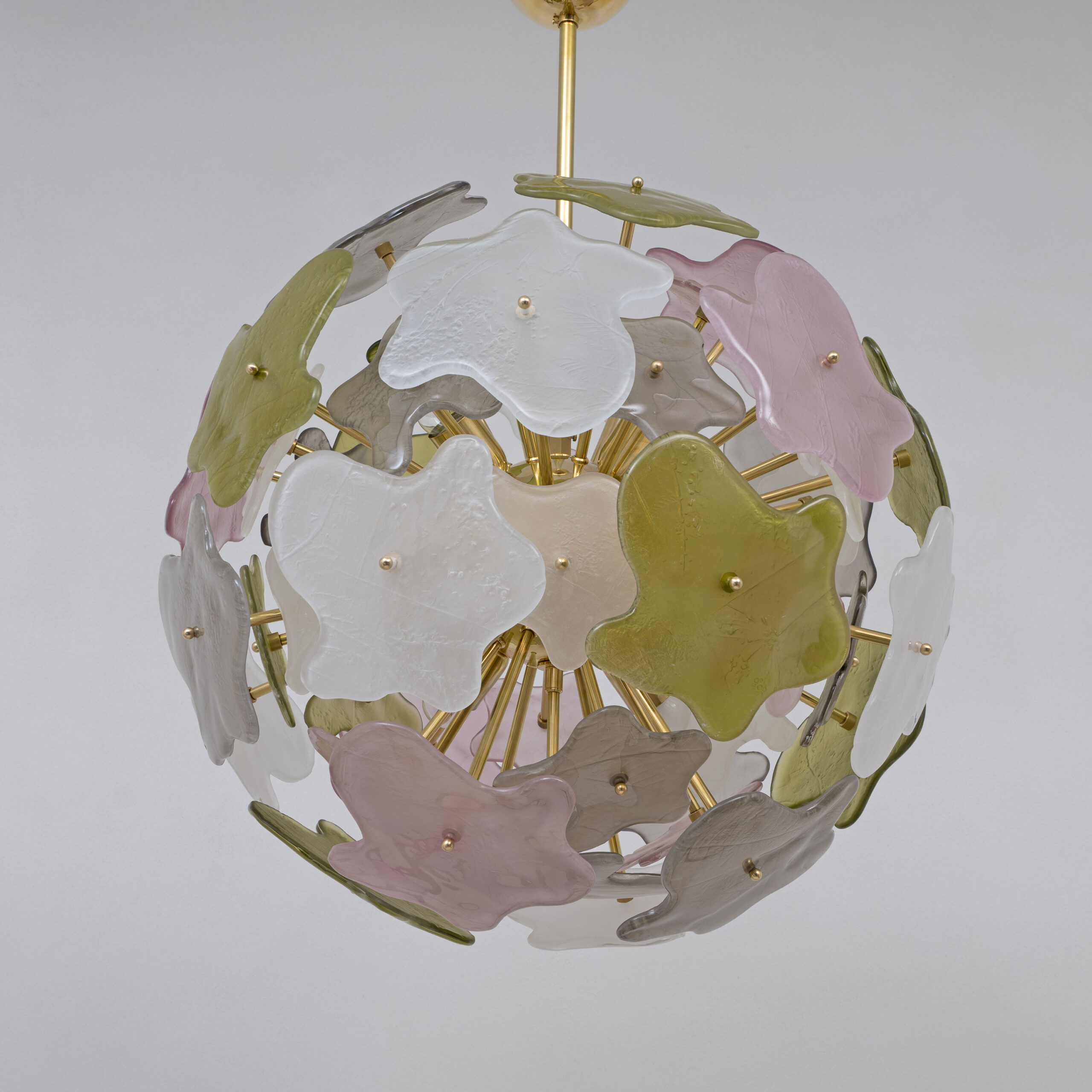 Italian Murano Glass Sputnik Chandelier in Pastel Colors and Brass - Image 3