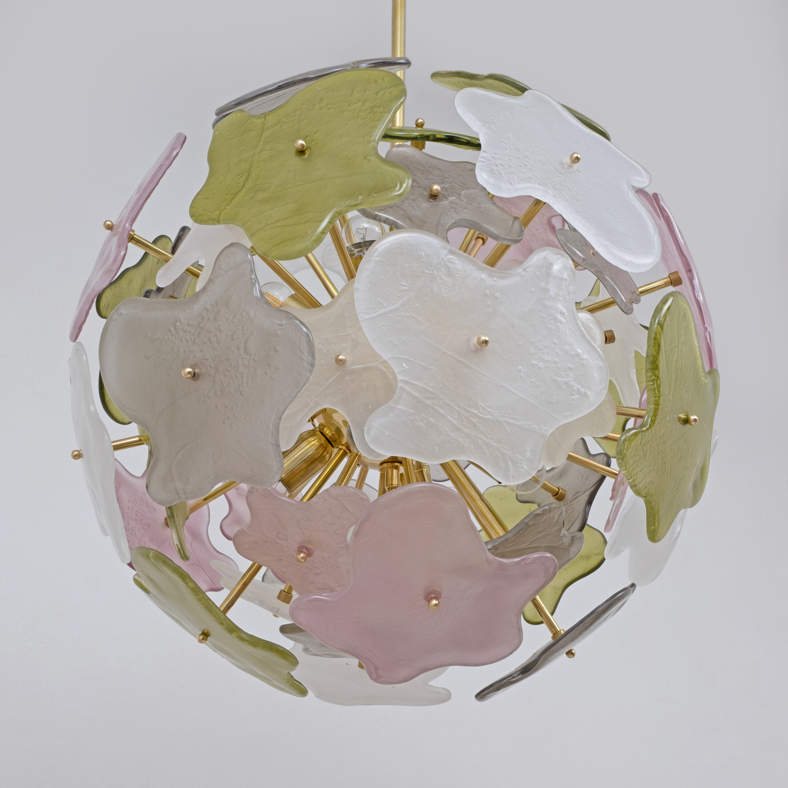 Italian Murano Glass Sputnik Chandelier in Pastel Colors and Brass - Image 6