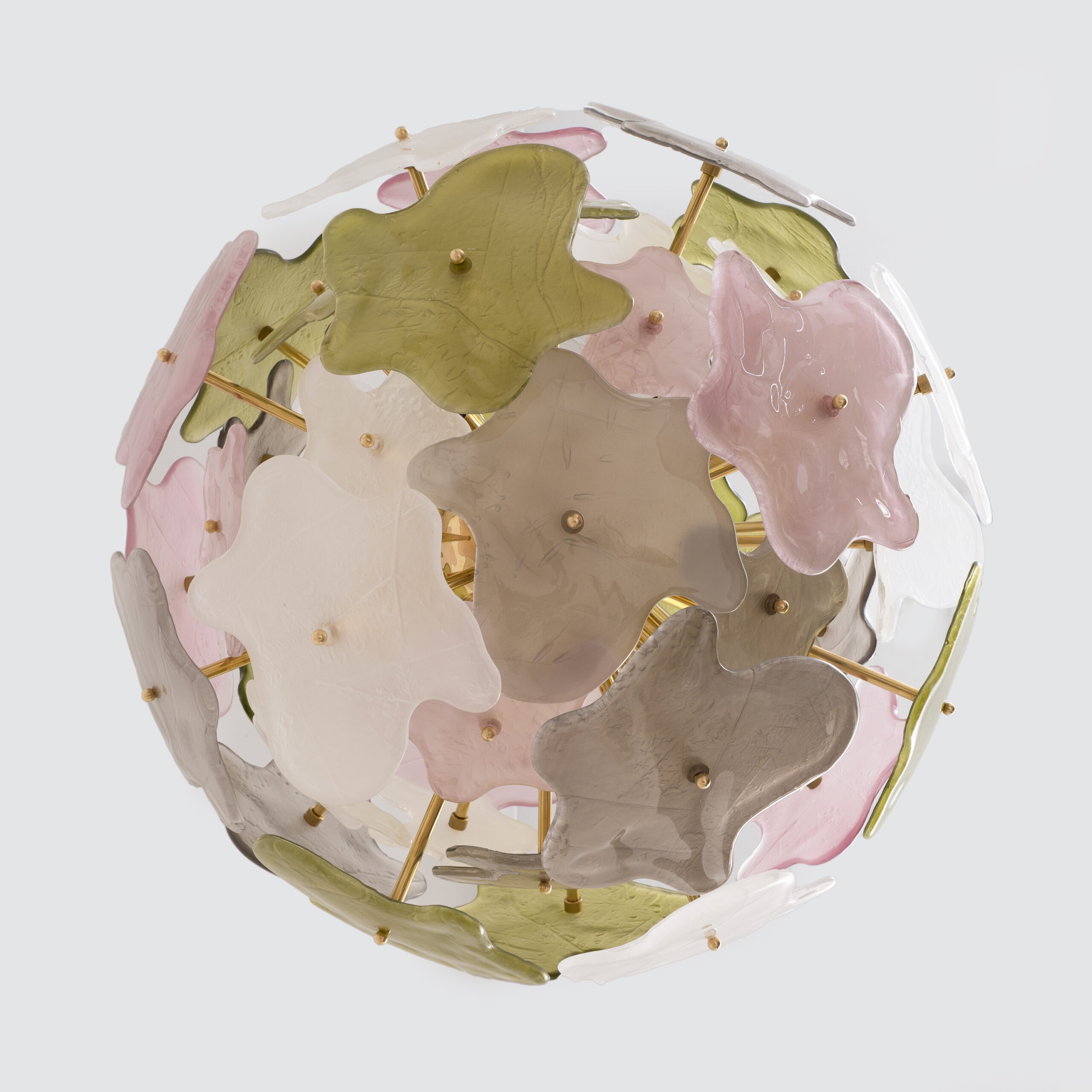 Italian Murano Glass Sputnik Chandelier in Pastel Colors and Brass - Image 5