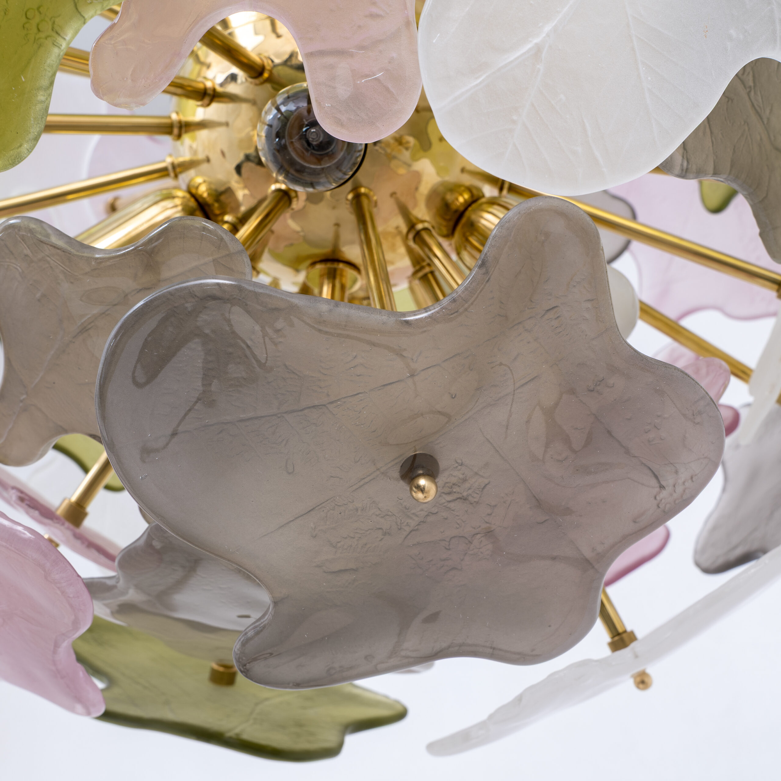 Italian Murano Glass Sputnik Chandelier in Pastel Colors and Brass - Image 10