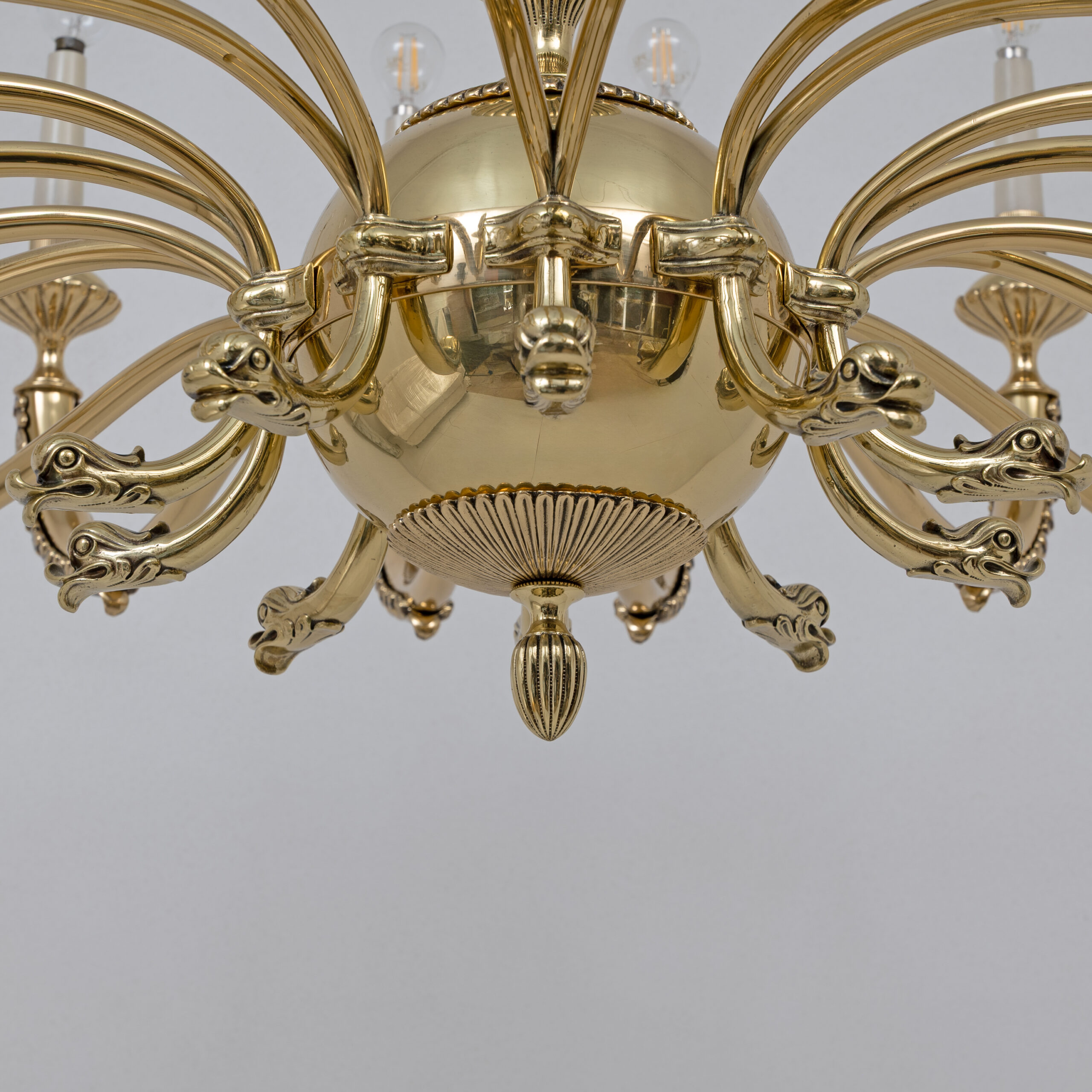 Italian Neoclassical Style 20-Light Brass Chandelier, 1950s - Image 7