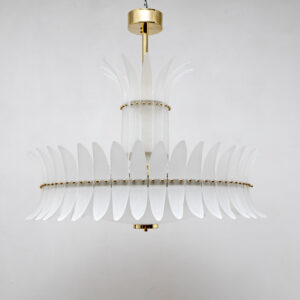 Art Deco Style Italian Murano Glass Feather Chandelier
