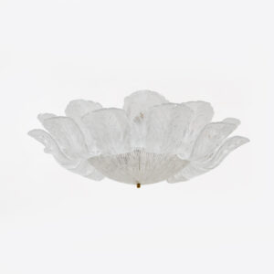 Large Italian Murano Glass Leaf Flush Mount Ceiling Light