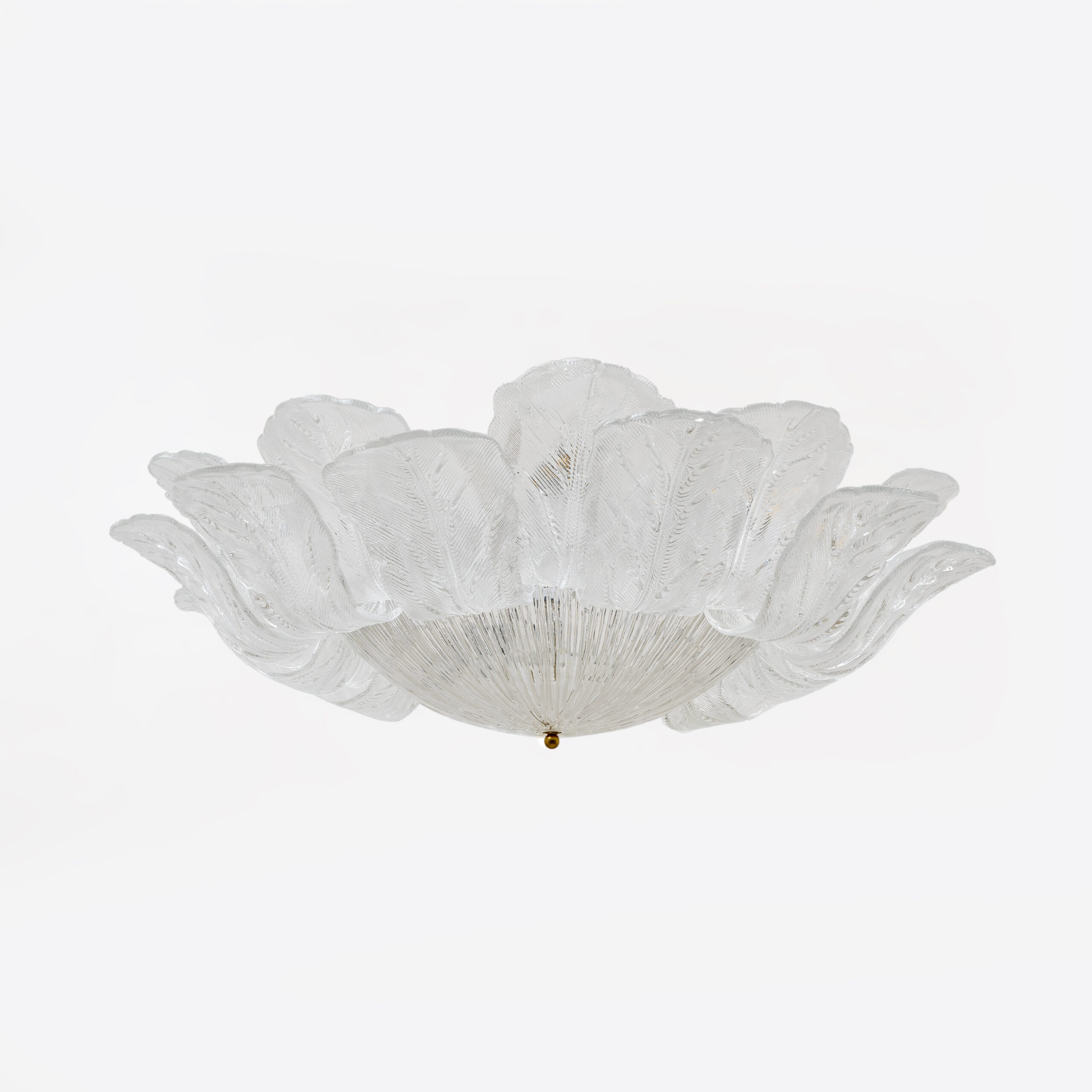 Large Italian Murano Glass Leaf Flush Mount Ceiling Light