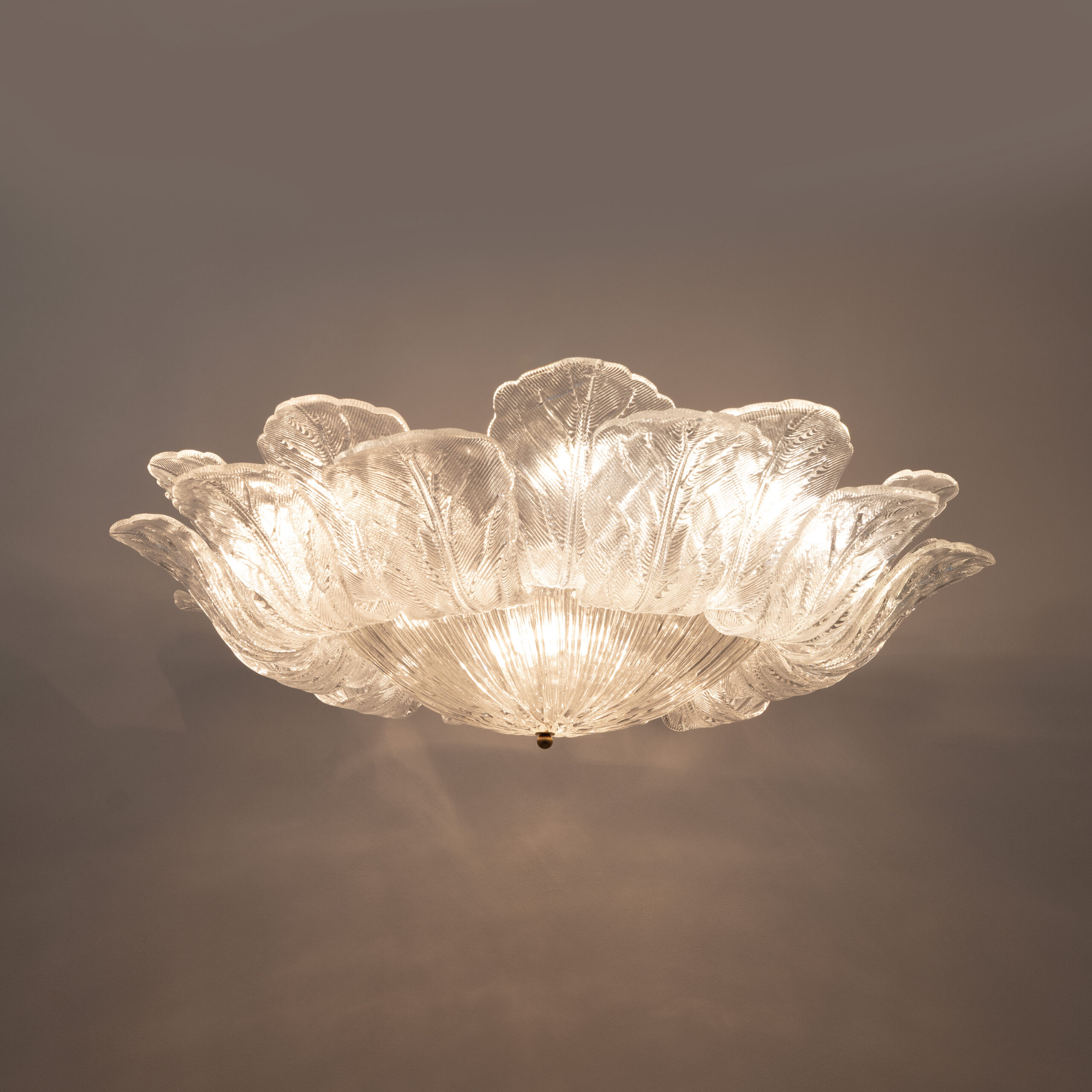 Large Italian Murano Glass Leaf Flush Mount Ceiling Light - Image 3