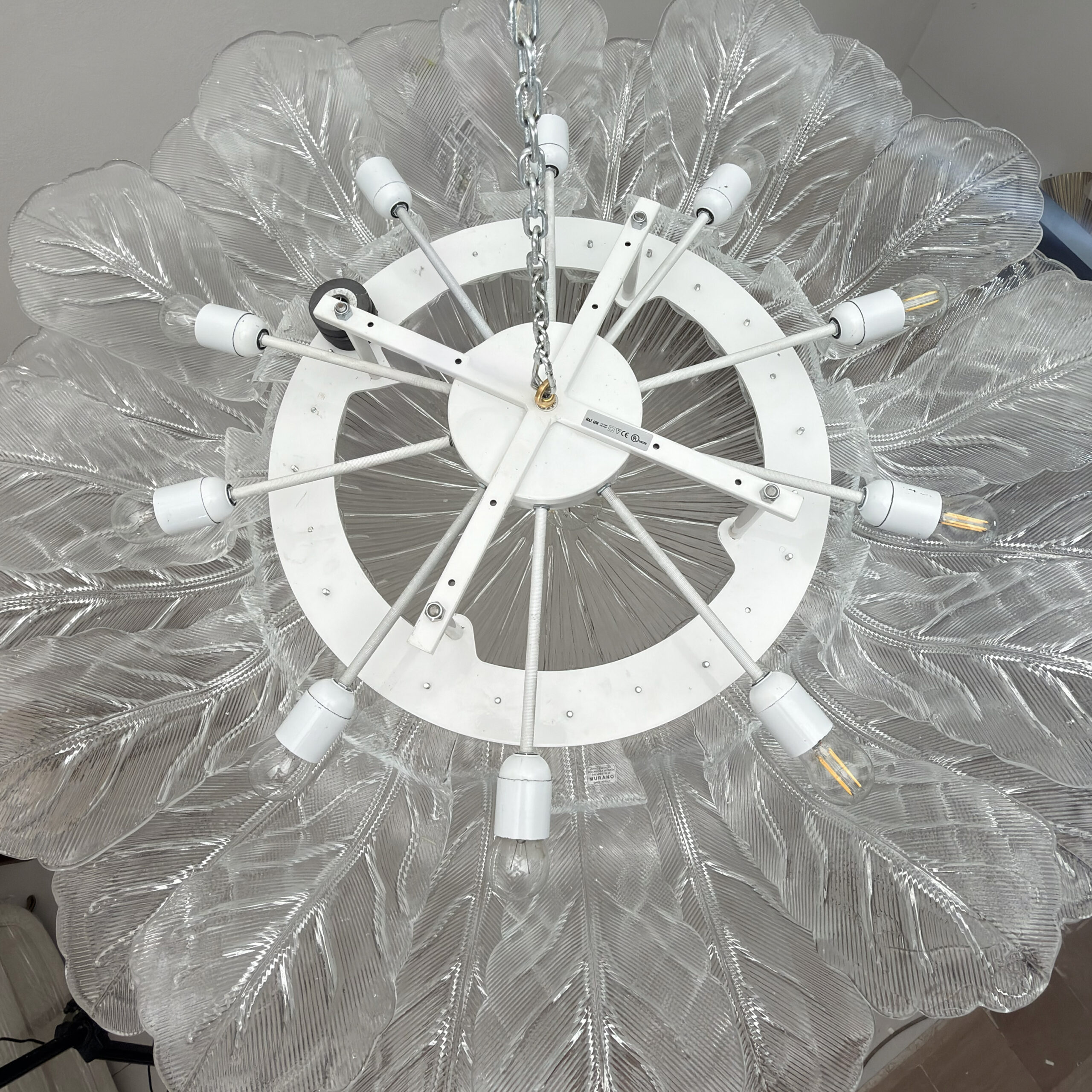 Large Italian Murano Glass Leaf Flush Mount Ceiling Light - Image 10