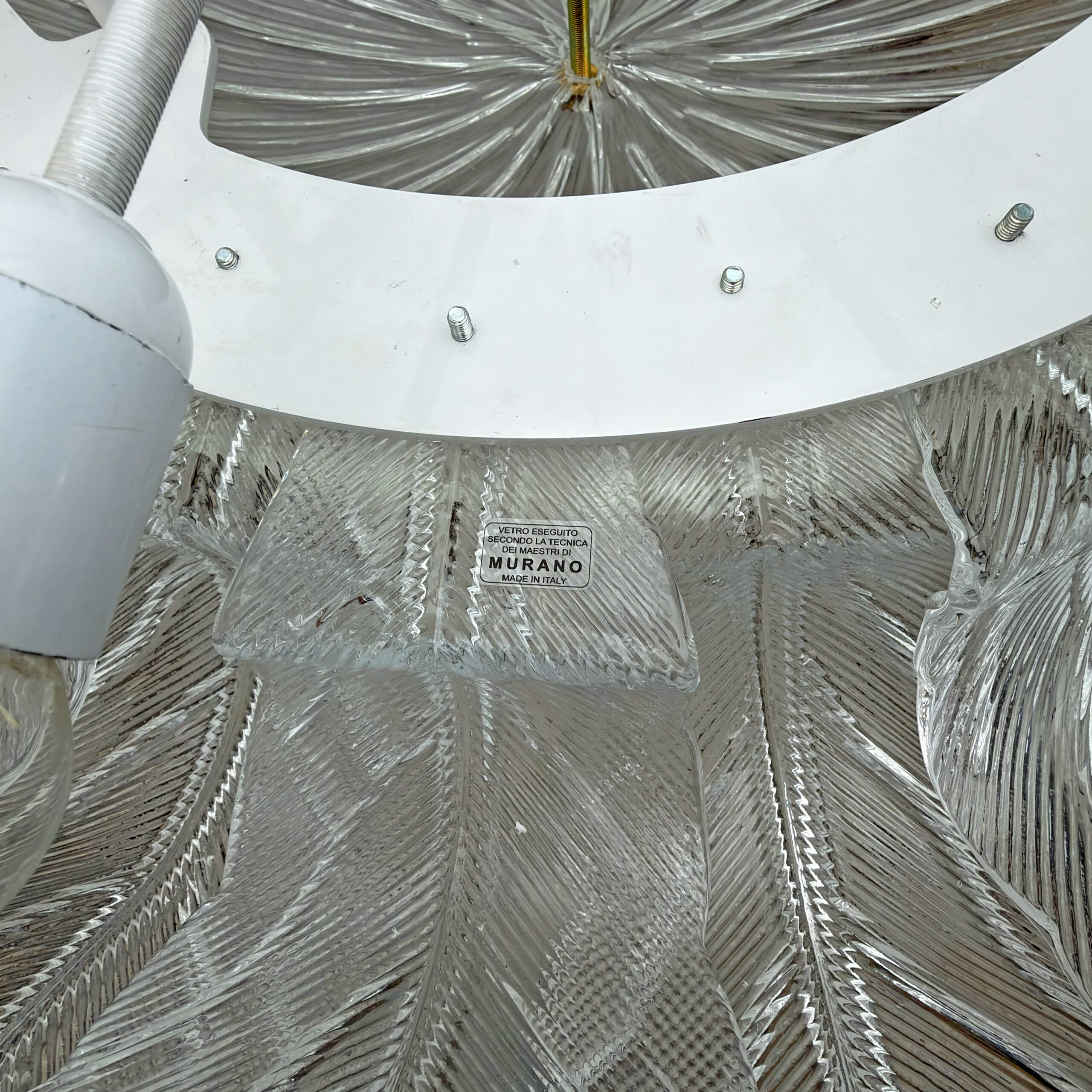 Large Italian Murano Glass Leaf Flush Mount Ceiling Light - Image 11