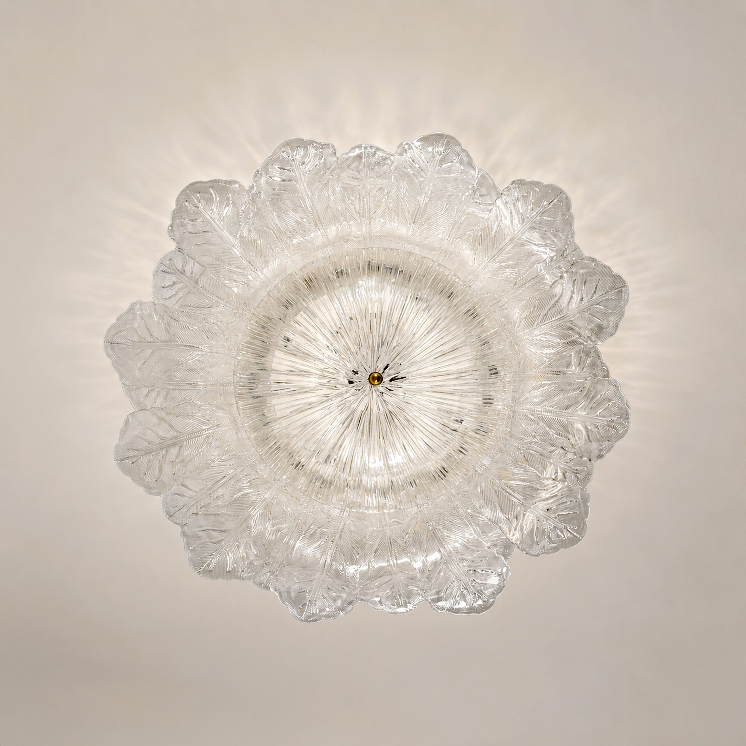 Large Italian Murano Glass Leaf Flush Mount Ceiling Light - Image 5