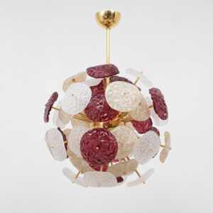 Italian Murano Glass and Brass Sputnik Chandelier