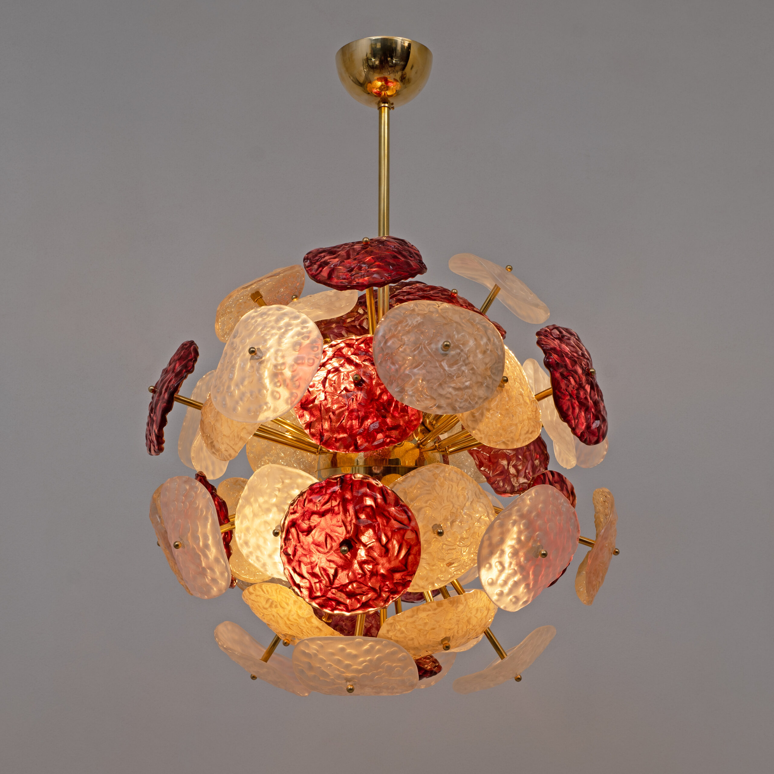 Italian Murano Glass and Brass Sputnik Chandelier - Image 3