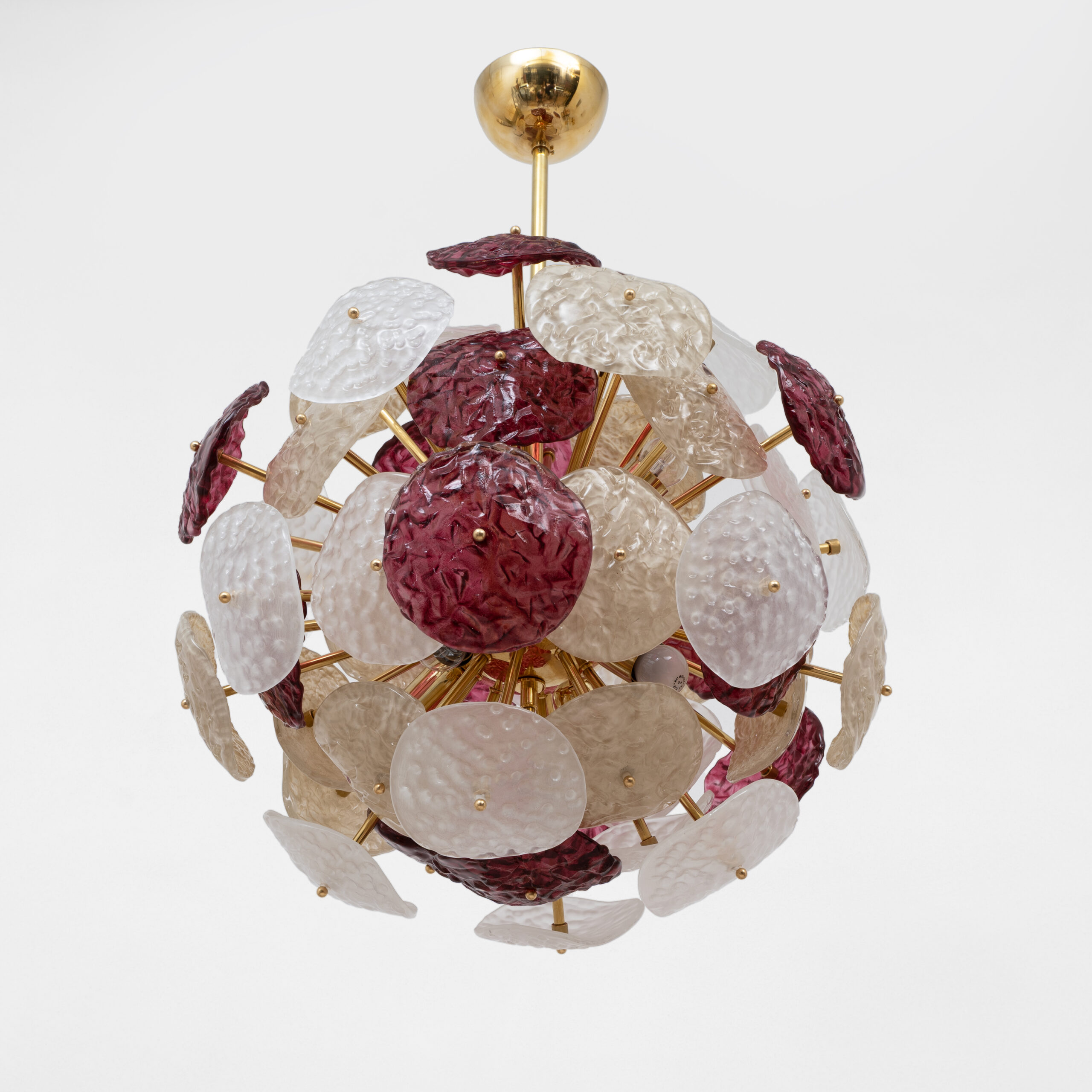 Italian Murano Glass and Brass Sputnik Chandelier - Image 4