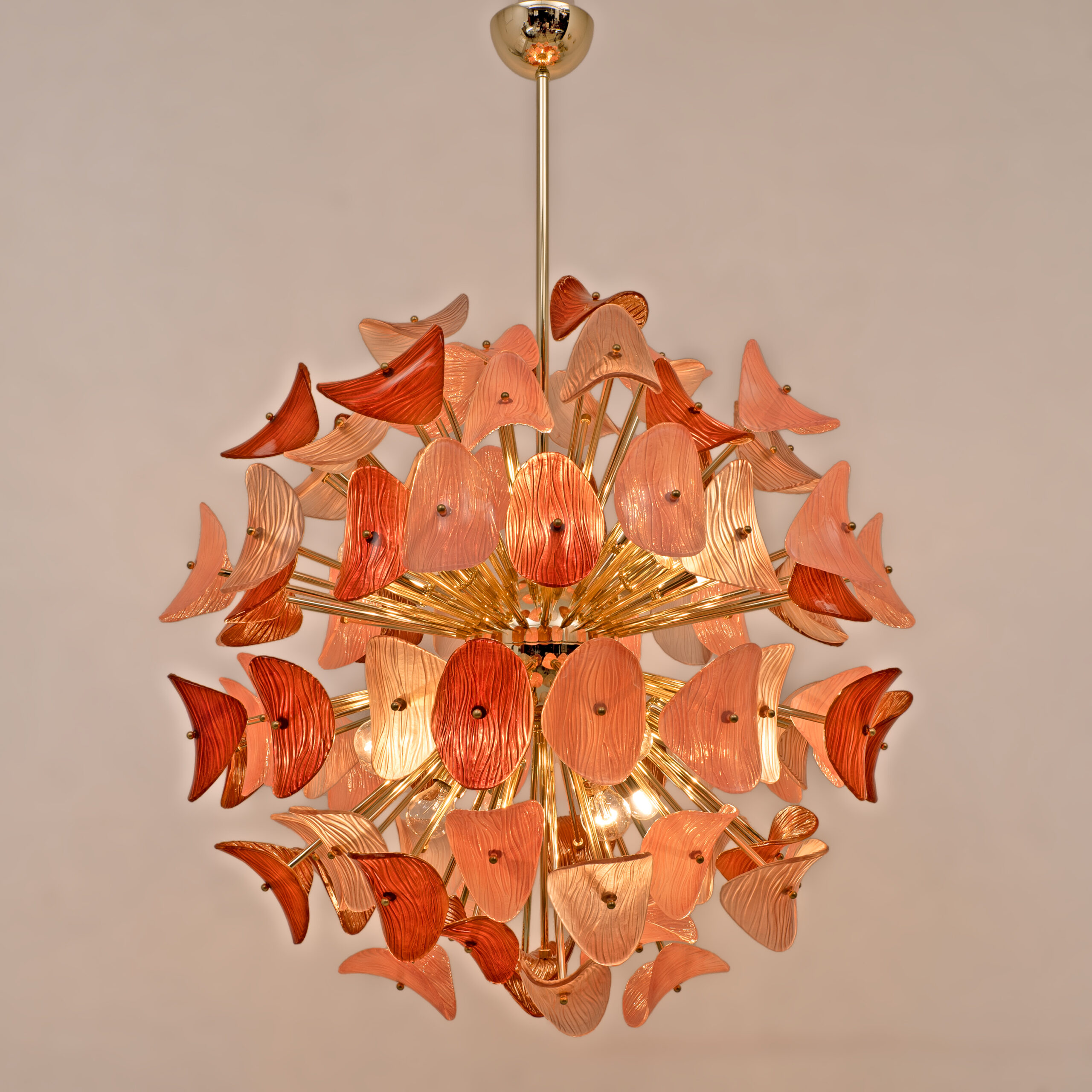 Italian Sputnik Chandelier in Pink and Ruby Murano Glass - Image 3