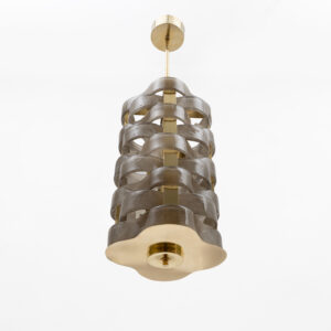 Italian Sculptural Murano Glass and Brass Chandelier