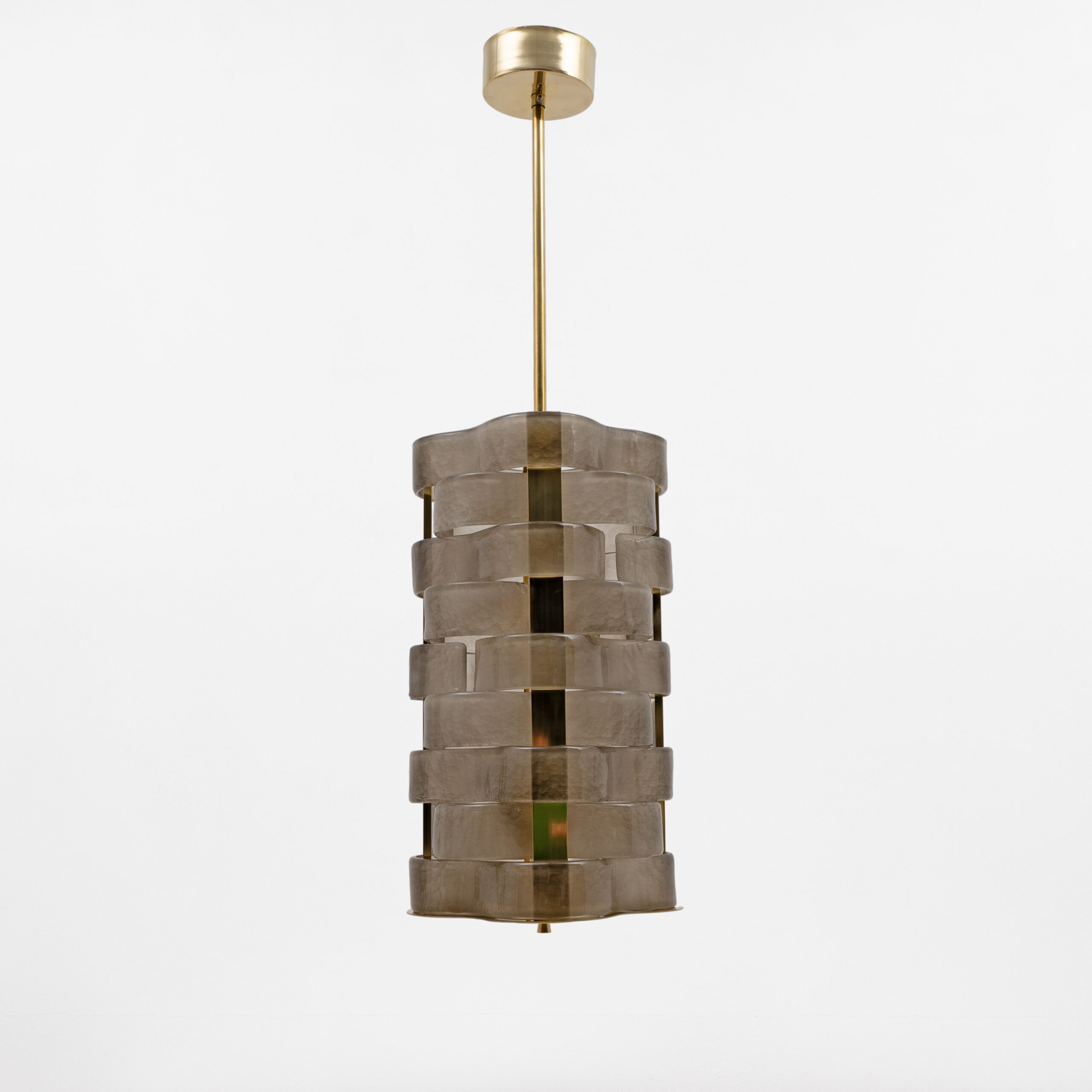 Italian Sculptural Murano Glass and Brass Chandelier - Image 2