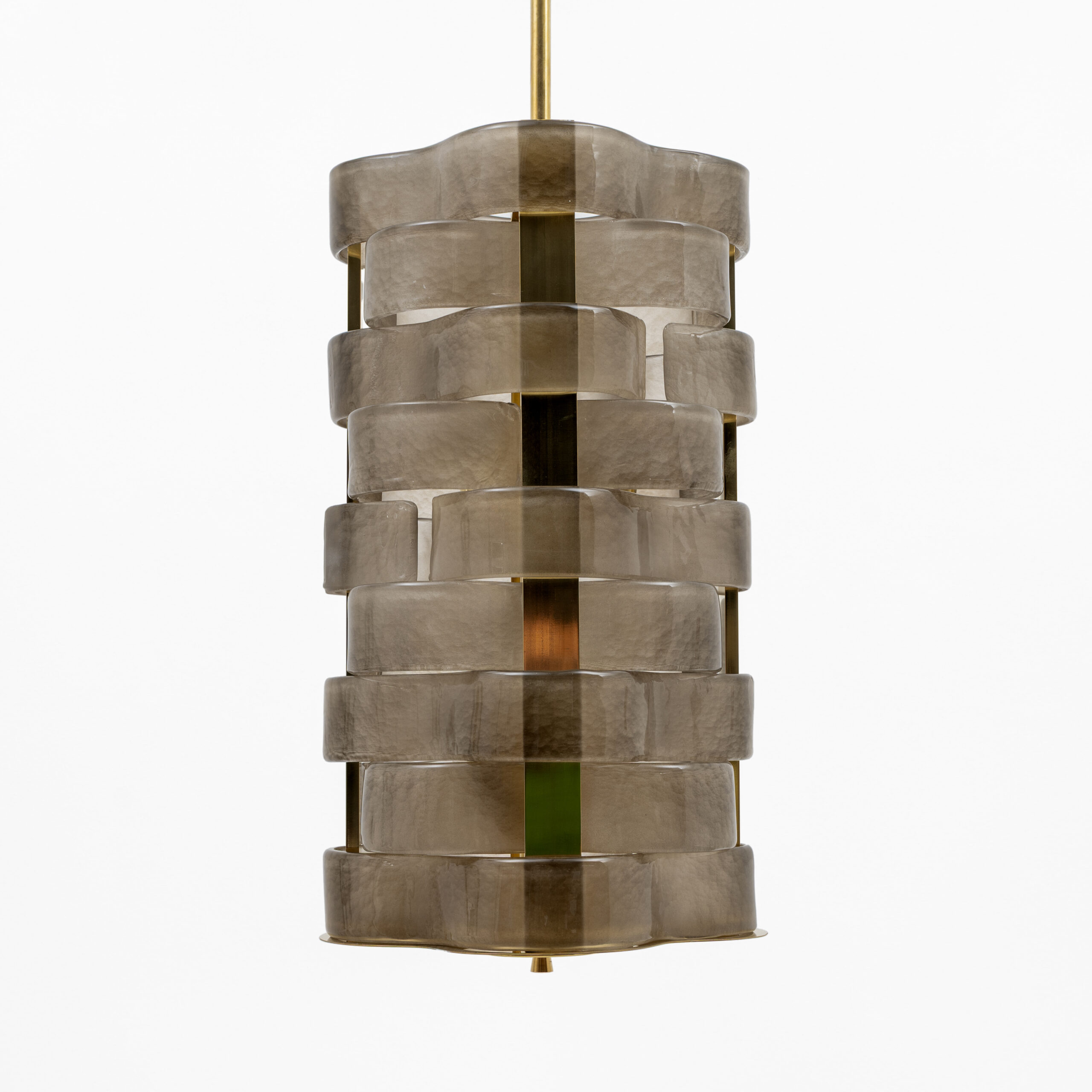 Italian Sculptural Murano Glass and Brass Chandelier - Image 4