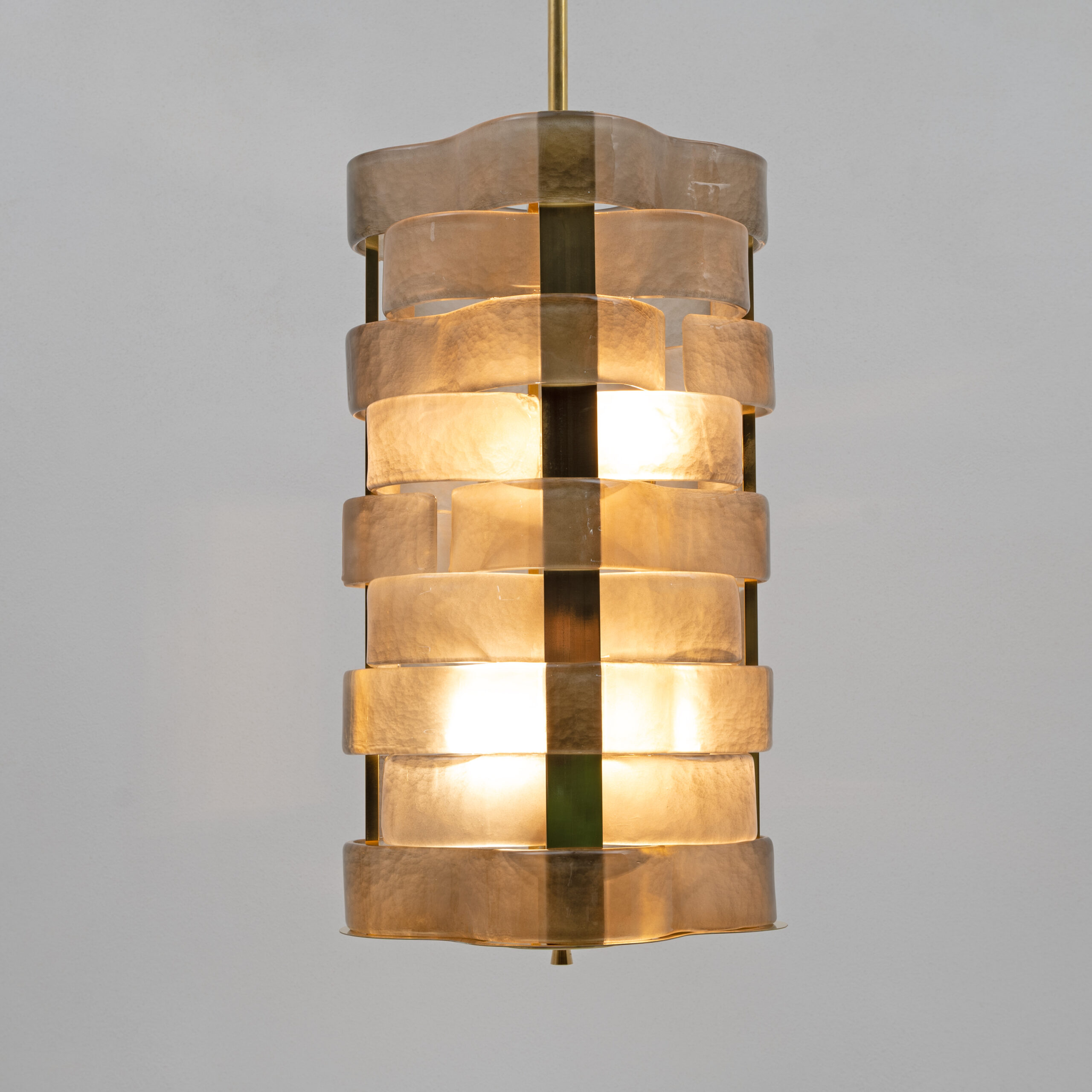 Italian Sculptural Murano Glass and Brass Chandelier - Image 5