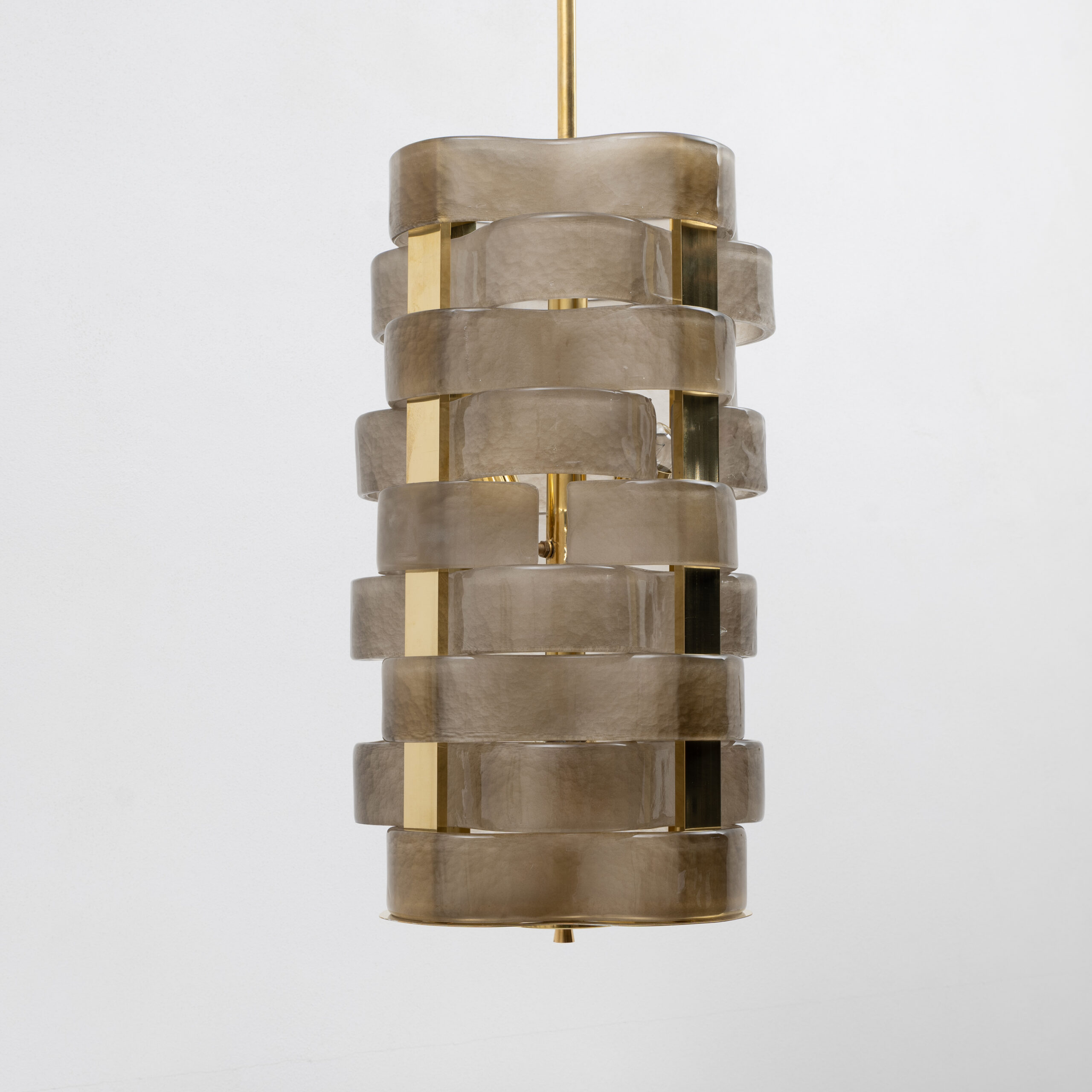 Italian Sculptural Murano Glass and Brass Chandelier - Image 6