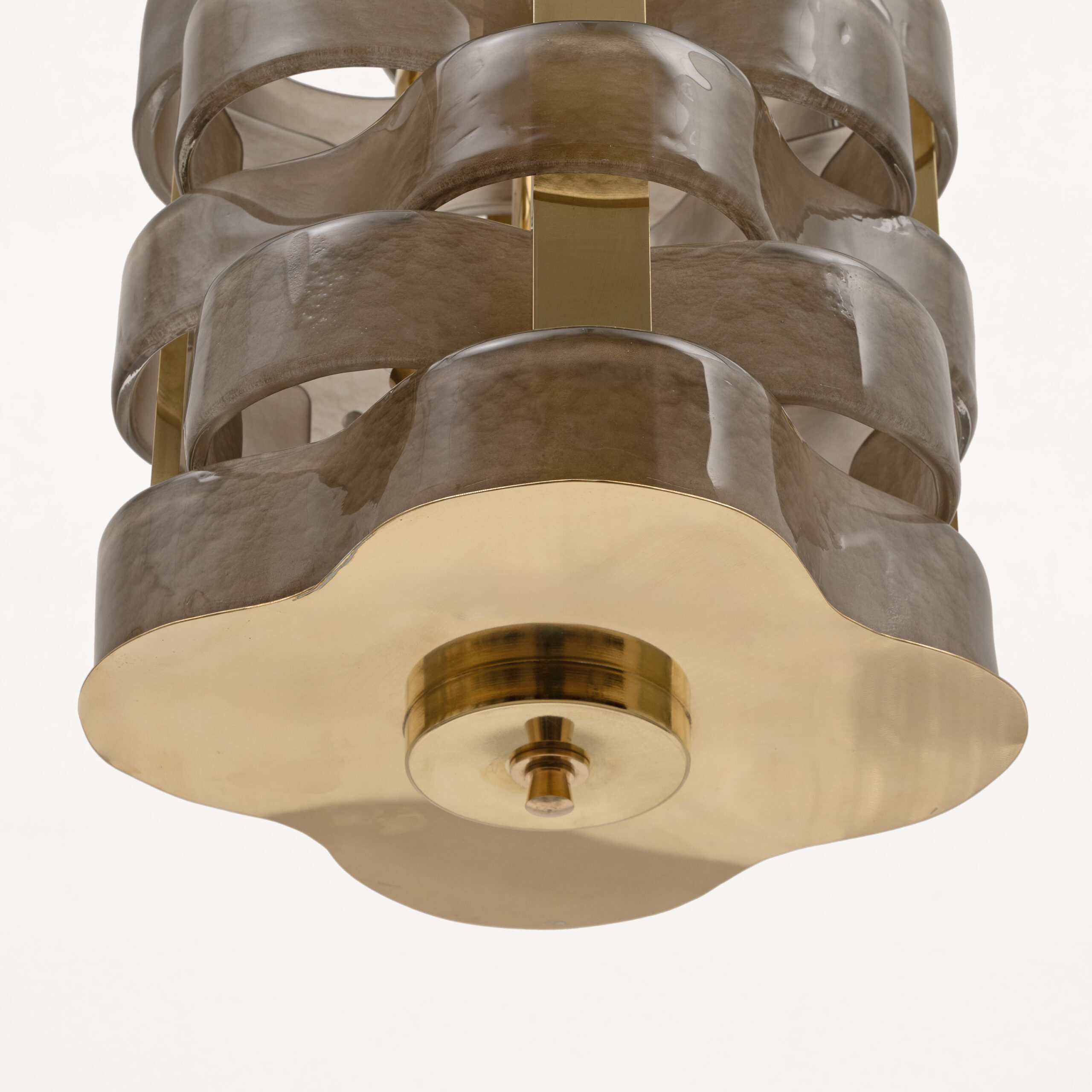 Italian Sculptural Murano Glass and Brass Chandelier - Image 8