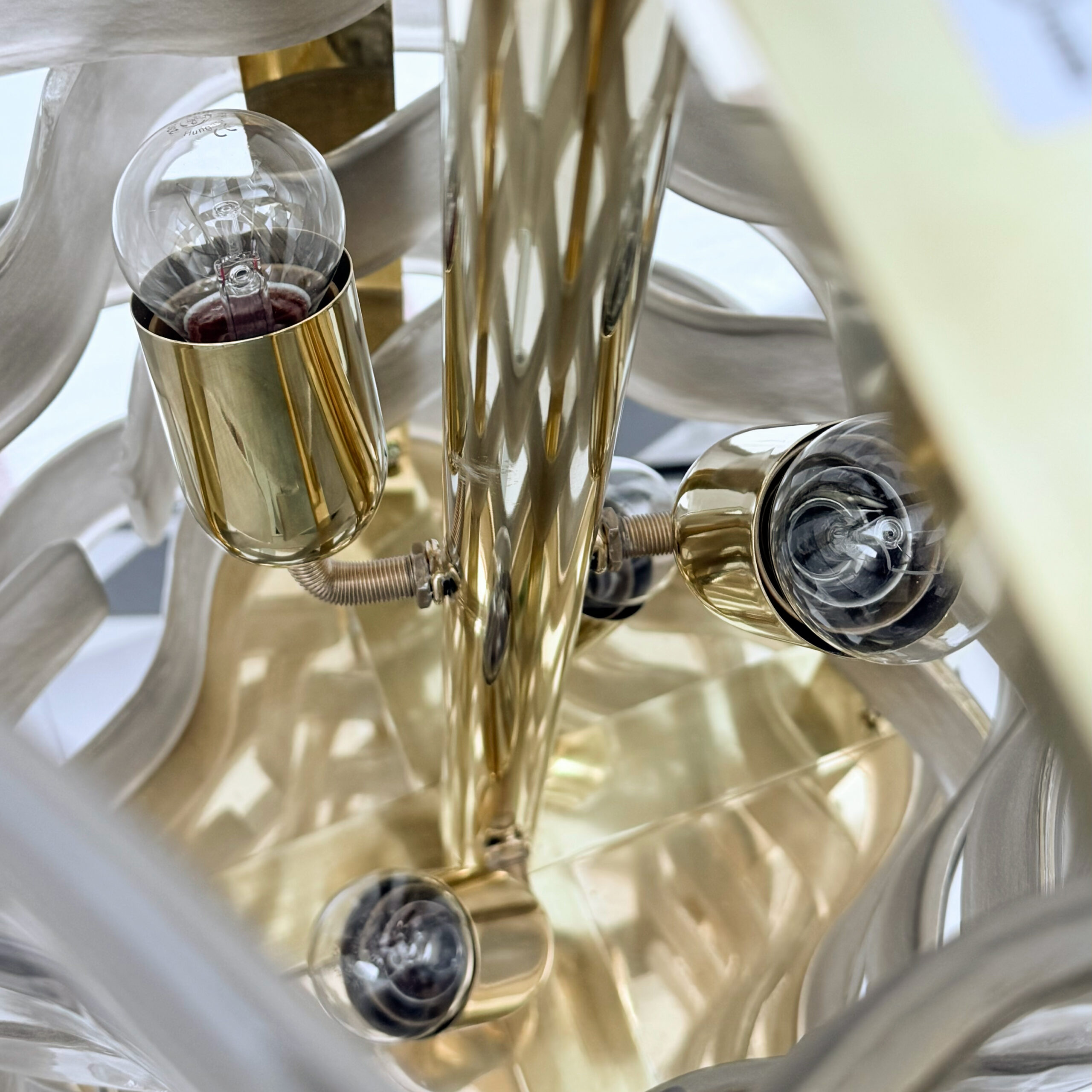 Italian Sculptural Murano Glass and Brass Chandelier - Image 11